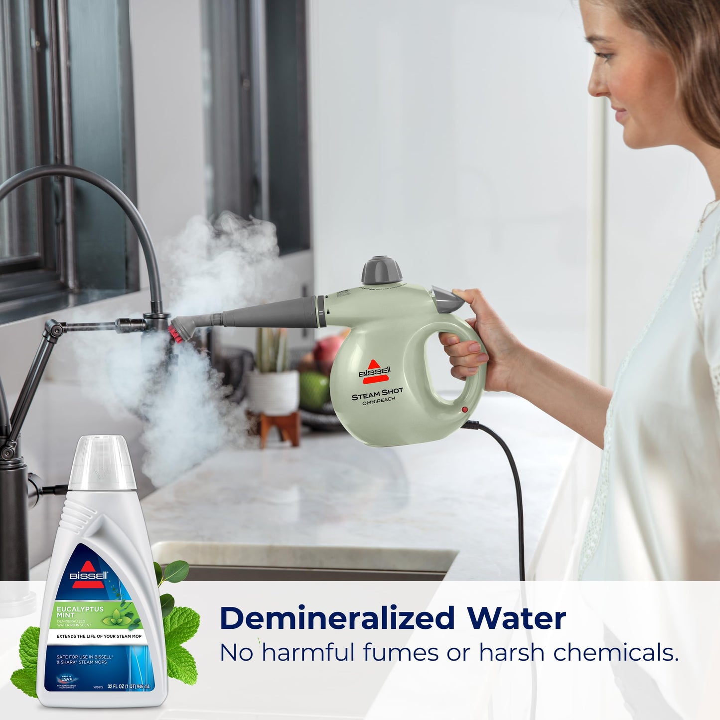 Bissell Eucalyptus Mint DEMINERALIZED STEAM MOP Water, 32 Ounces, 1392, White