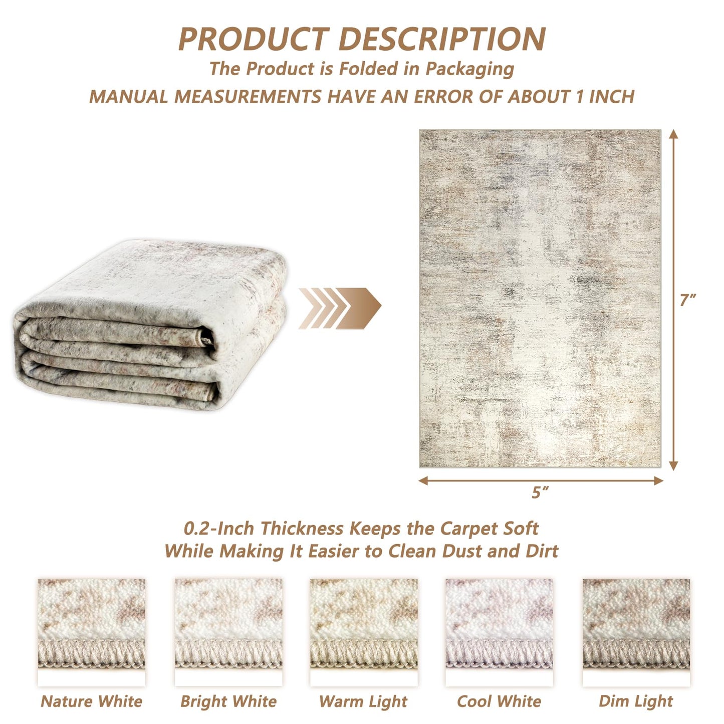 Capslpad Modern Abstract Area Rugs 5x7 Washable Rug for Living Room Non-Slip Farmhouse Rug Low Pile Soft Non-Shedding Beige Abstract Pattern Large Rugs for Bedroom Office Dining Room