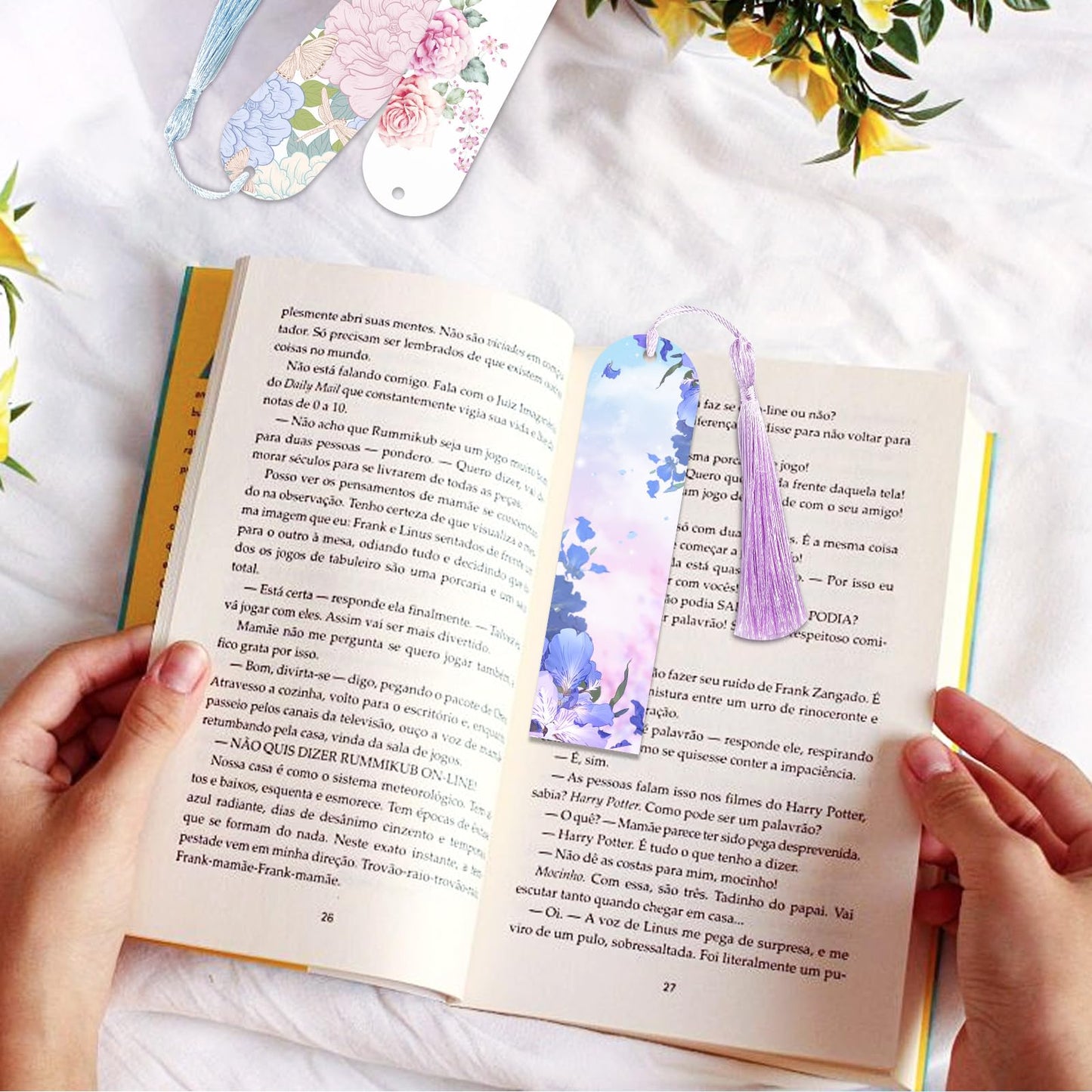 50 Pcs Sublimation Blank Bookmarks, Heat Transfer Metal Aluminum Sublimation DIY Bookmarks with 50 Pcs Colorful Tassels for Crafts, Reading Gifts (5.9" x 1.6")