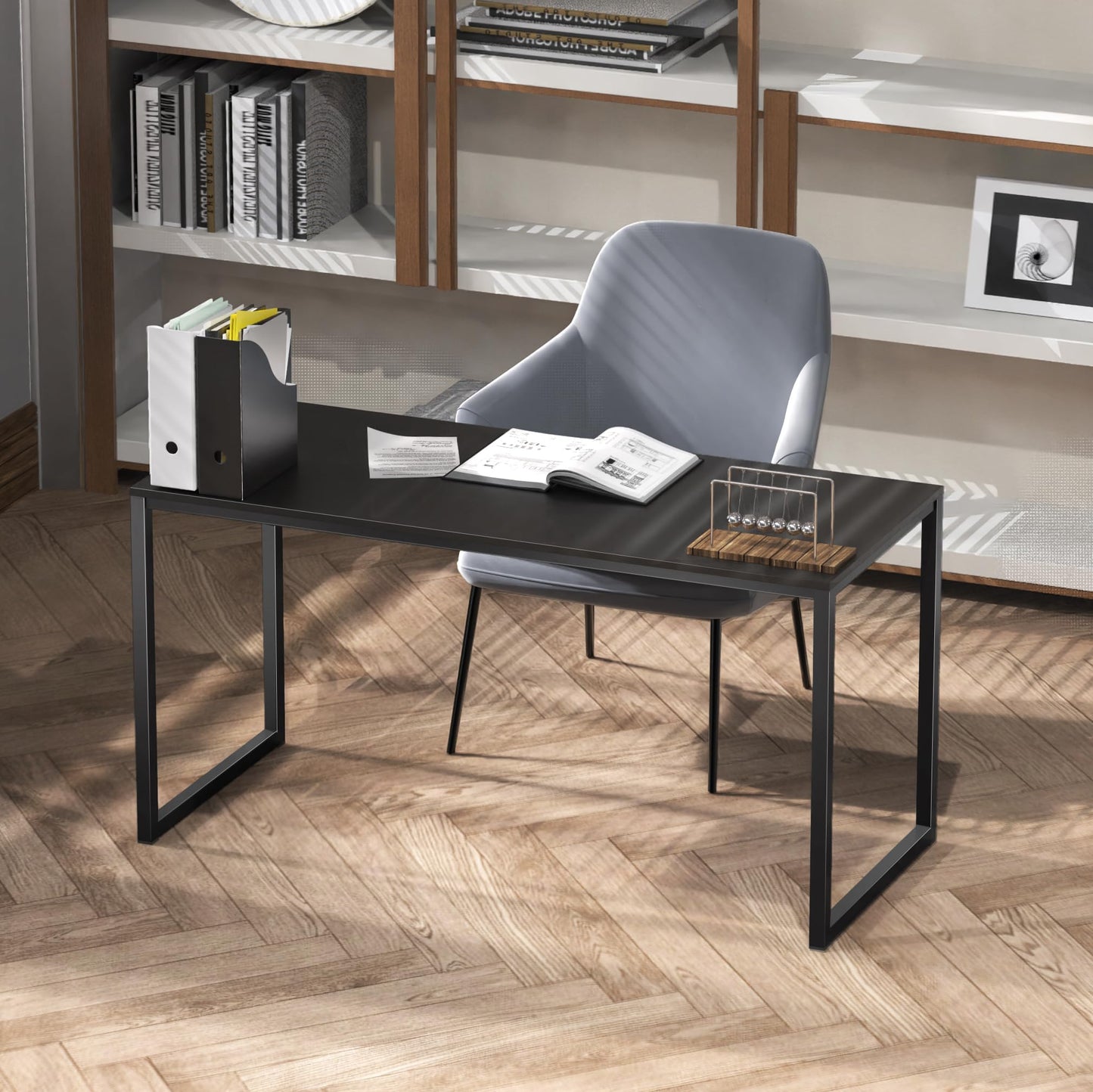 SHW Mission 32-Inch Home Office Computer Desk, 81 x 40 cm, Black