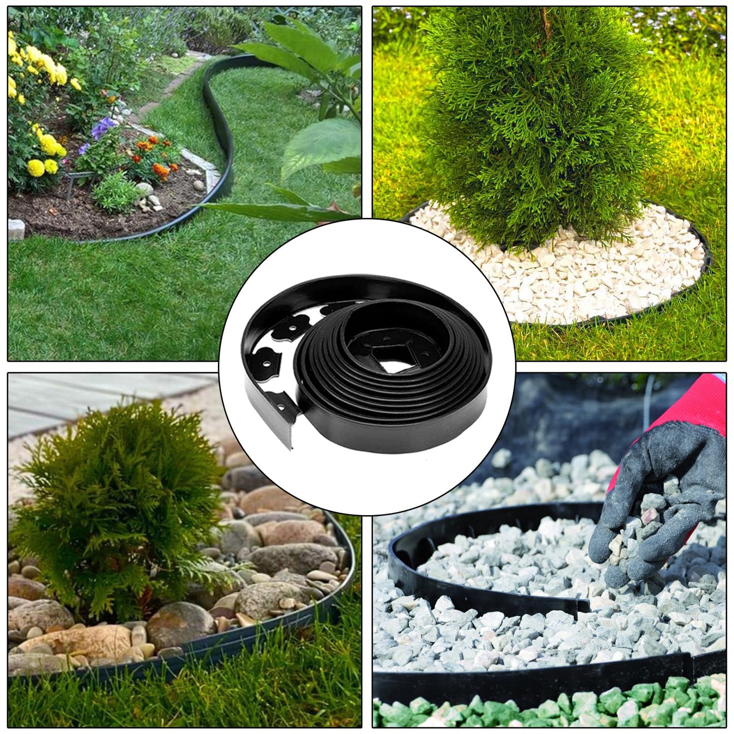 No Dig Lawn Edging Kit,Landscape Edging with Stakes fit for Lawn,Flower Garden,Grass,Lawn Edging,The Yard (60FT)