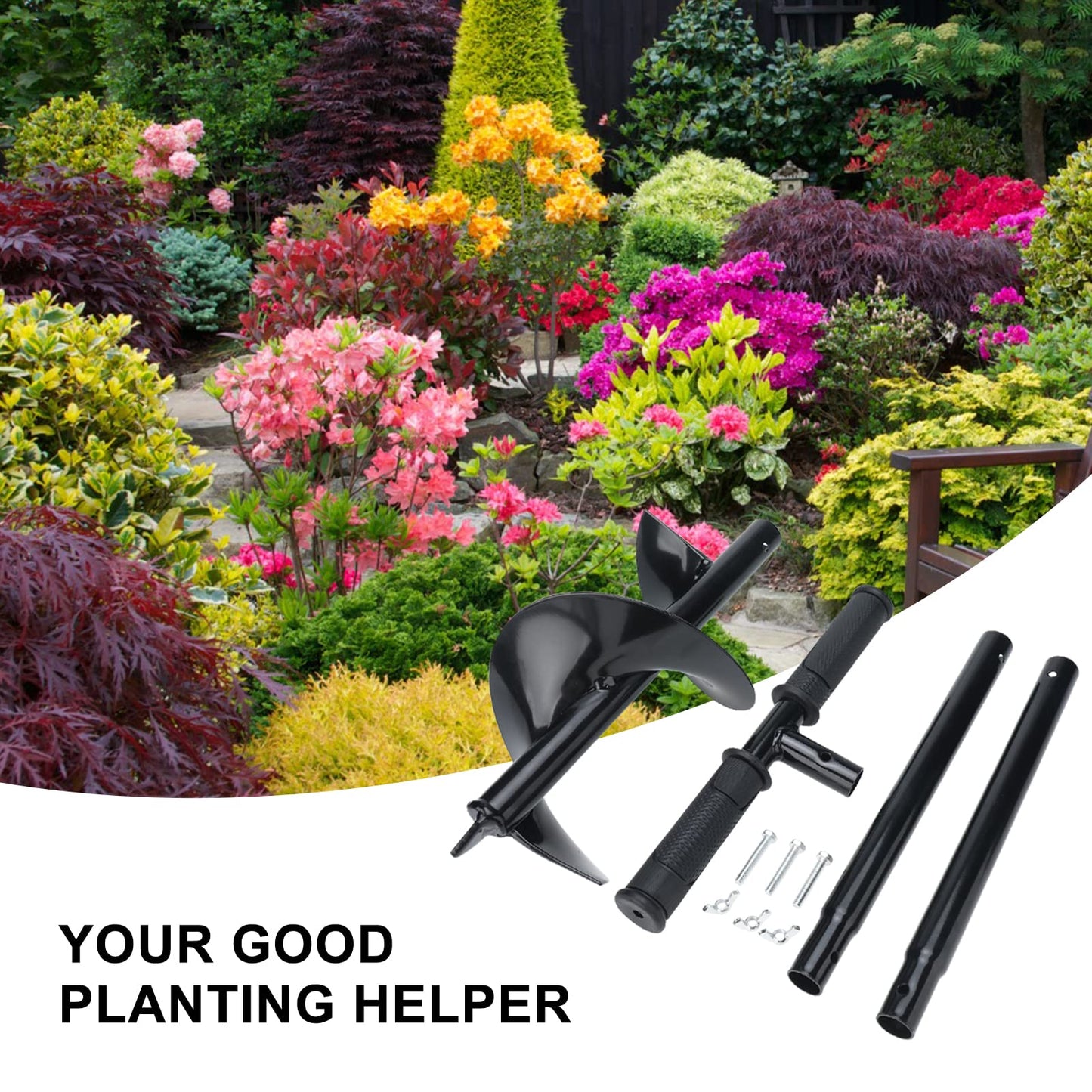 Patioer Garden Auger Drill Bit 5.9"x33", Hand Auger Drill for Planting, Post Hole Digger Manual Auger Spiral Drill Bit with Non-Slip Handle, Bulb Planting Auger Fence Post Auger