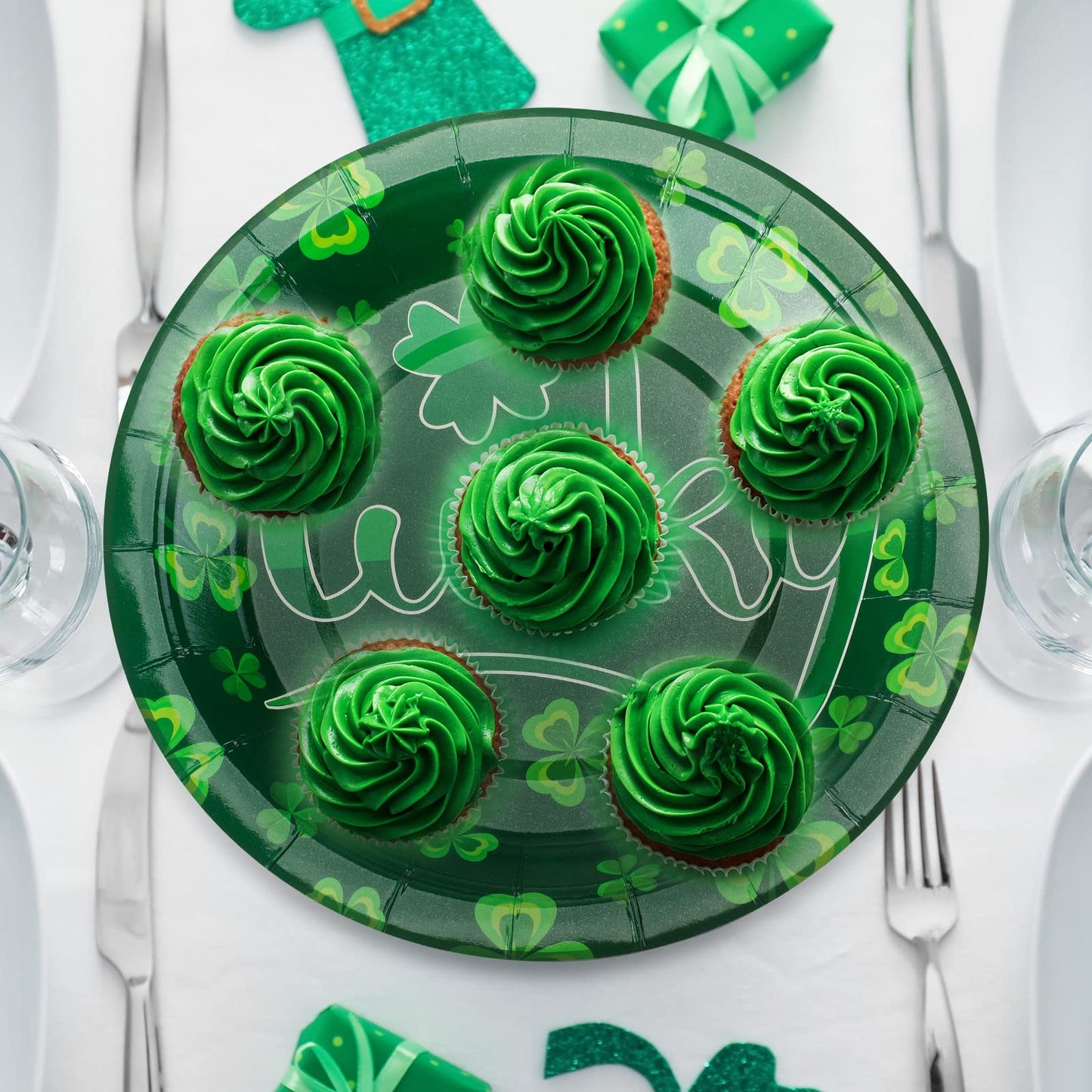 Zopeal 80 Pcs St. Patrick's Day Paper Plates Disposable 7 Inch St Patricks Day Dessert Plates Green Shamrocks Plate Cake Decorative Dinnerware for St Patricks Party Supplies