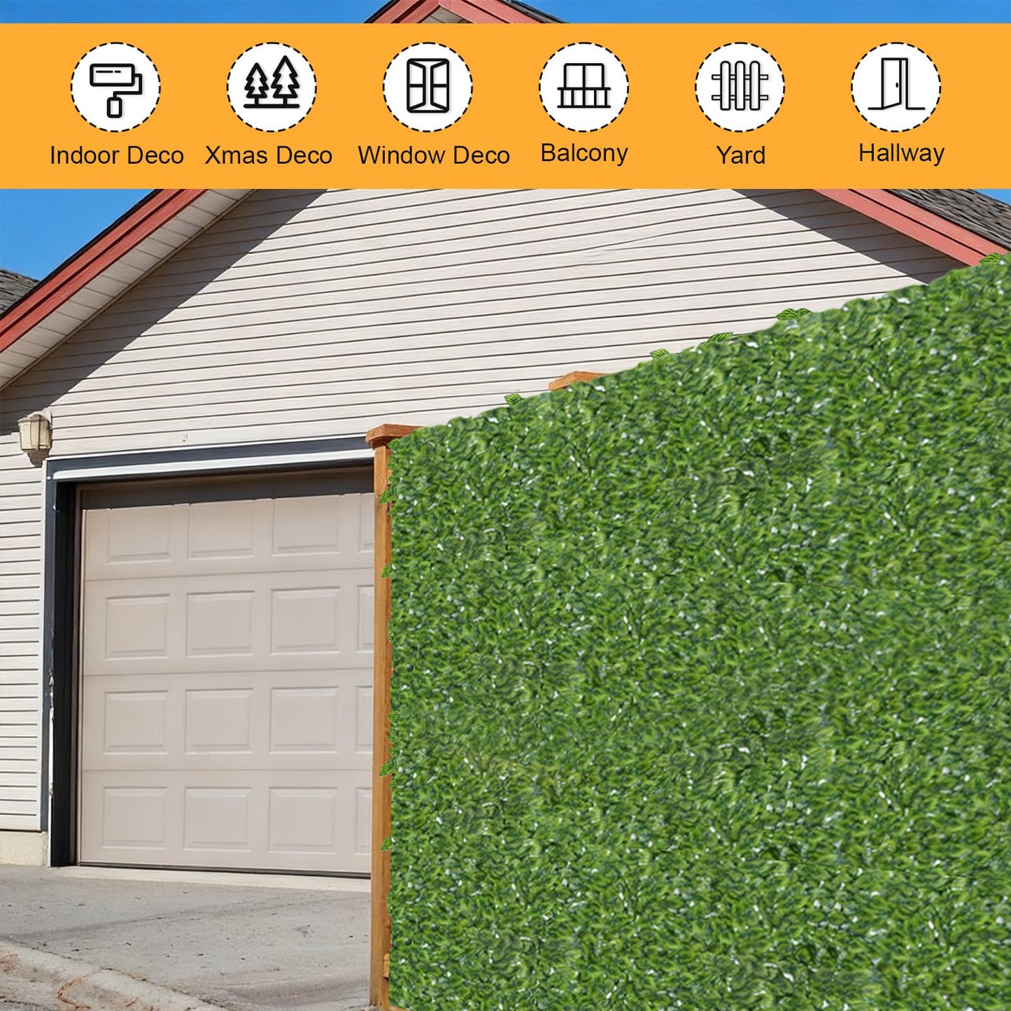 Artificial Ivy Privacy Fence Screen 118x3in,Anti-Ultraviolet Outdoor Privacy Screen,Suitable for Faux Grass Decor and Outdoor Garden Fences,Grass Wall for Indoor Home Furnishing 1x3m