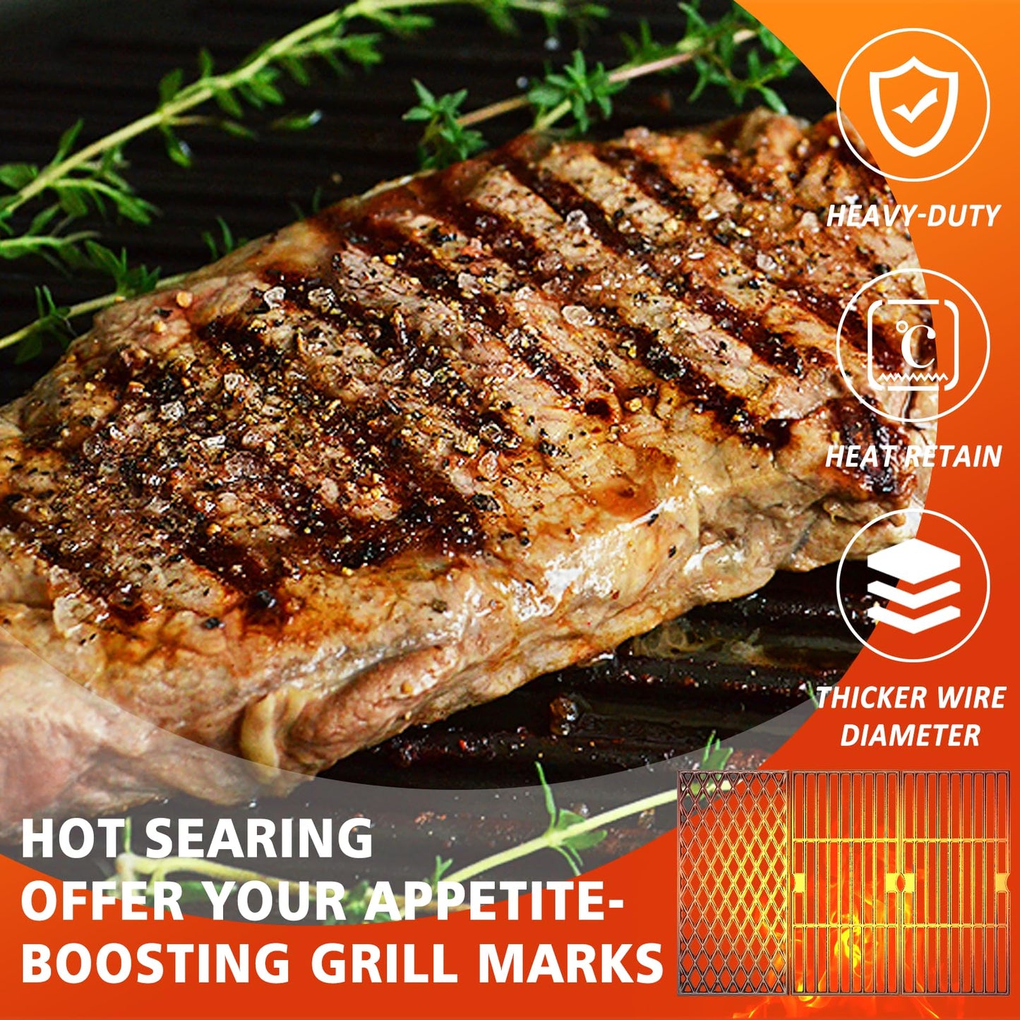 Hisencn Grill Cooking Grates for Dyna Glo DGH474CRP DGH483CRP DGF493BNP DGB494SPB DGF493PNP-D DGB495SDP DGB495SDP-D DGB493SPB DGB463CNP 70-01-911 70-02-656 Cast Iron Replacement Grid Parts 3 Pack
