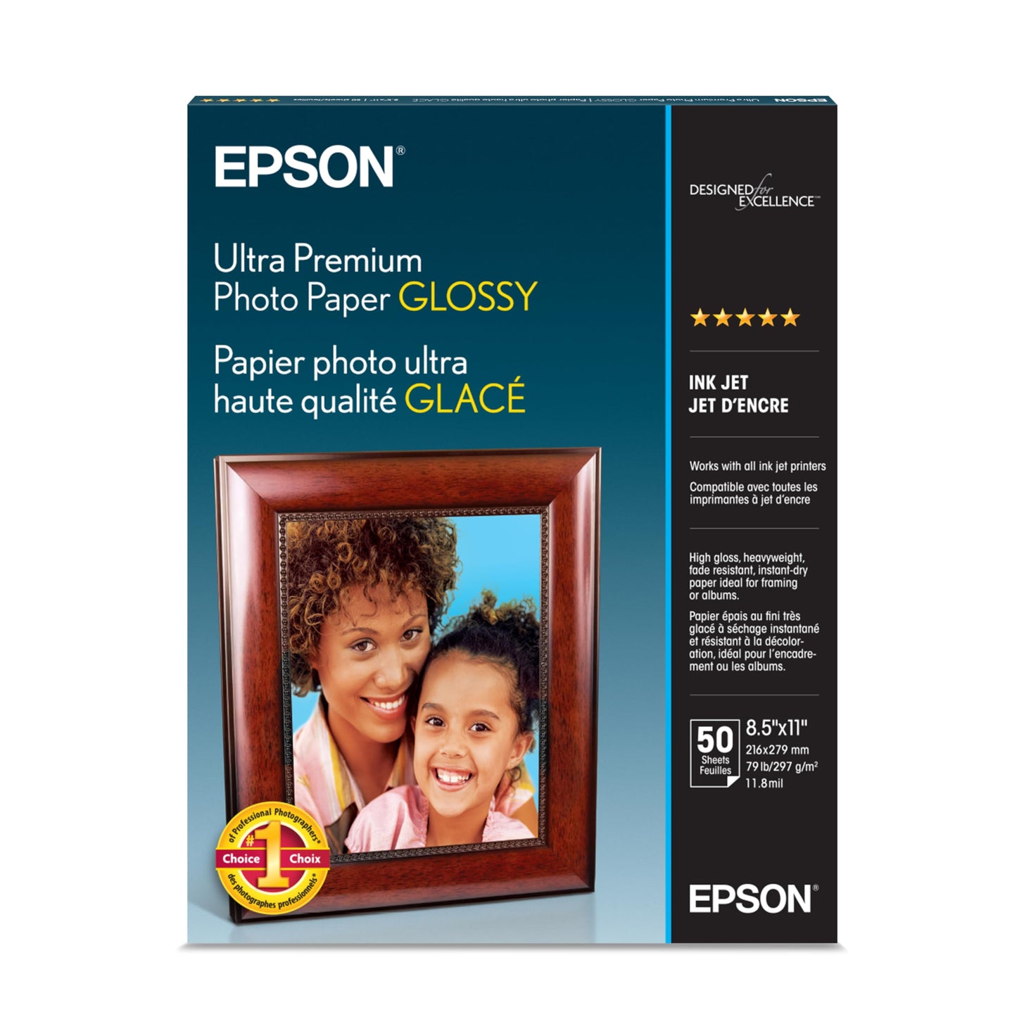Epson S042175 Ultra premium Photo Paper Glossy, Letter, 50 Sheets Ink