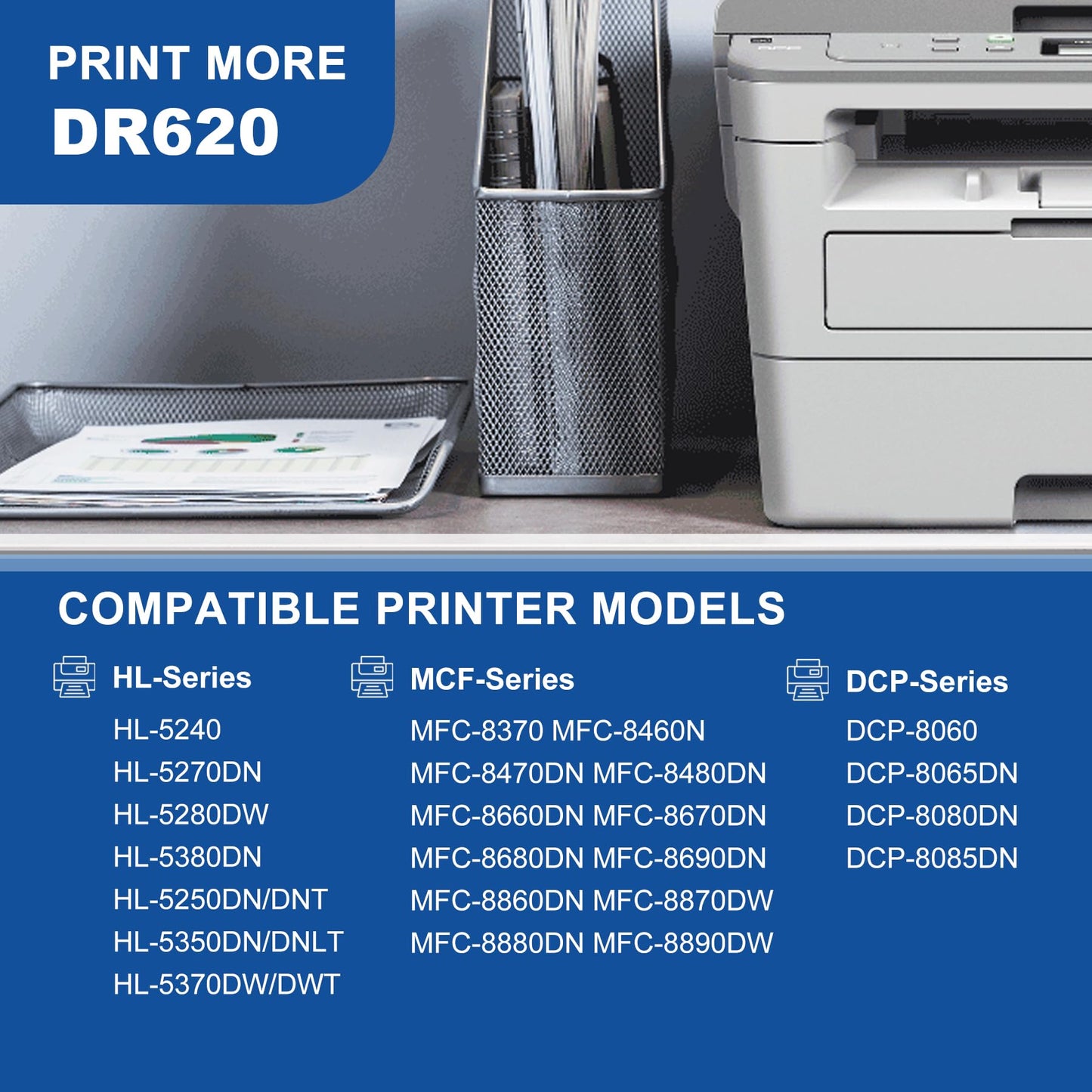 DR620 DR 620 Drum Unit High Yield Replacement for Brother DR-620 HL-5240 HL-5270DN MFC-8370 MFC-8460N MFC-8480DN DCP-8060 DCP-8065DN Printer (1 Pack)