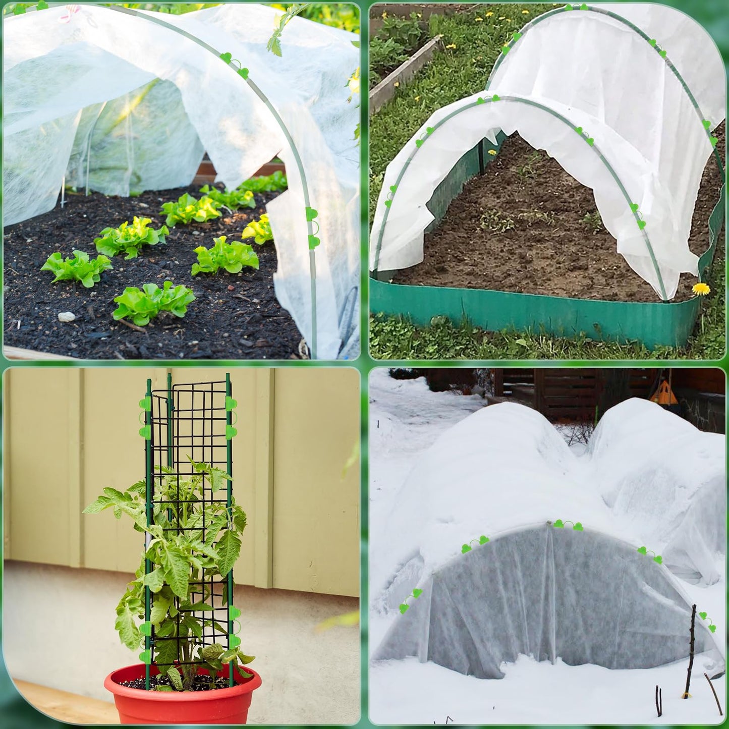 3x15M Plant Cover Freeze Protection Garden Hoops Kit for Winter, Fabric Floating Row Cover Frost Cloth Outdoor Plant Blanket for Frost Snow Protection, Greenhouse Garden Tunnel Hoops for Raised Beds