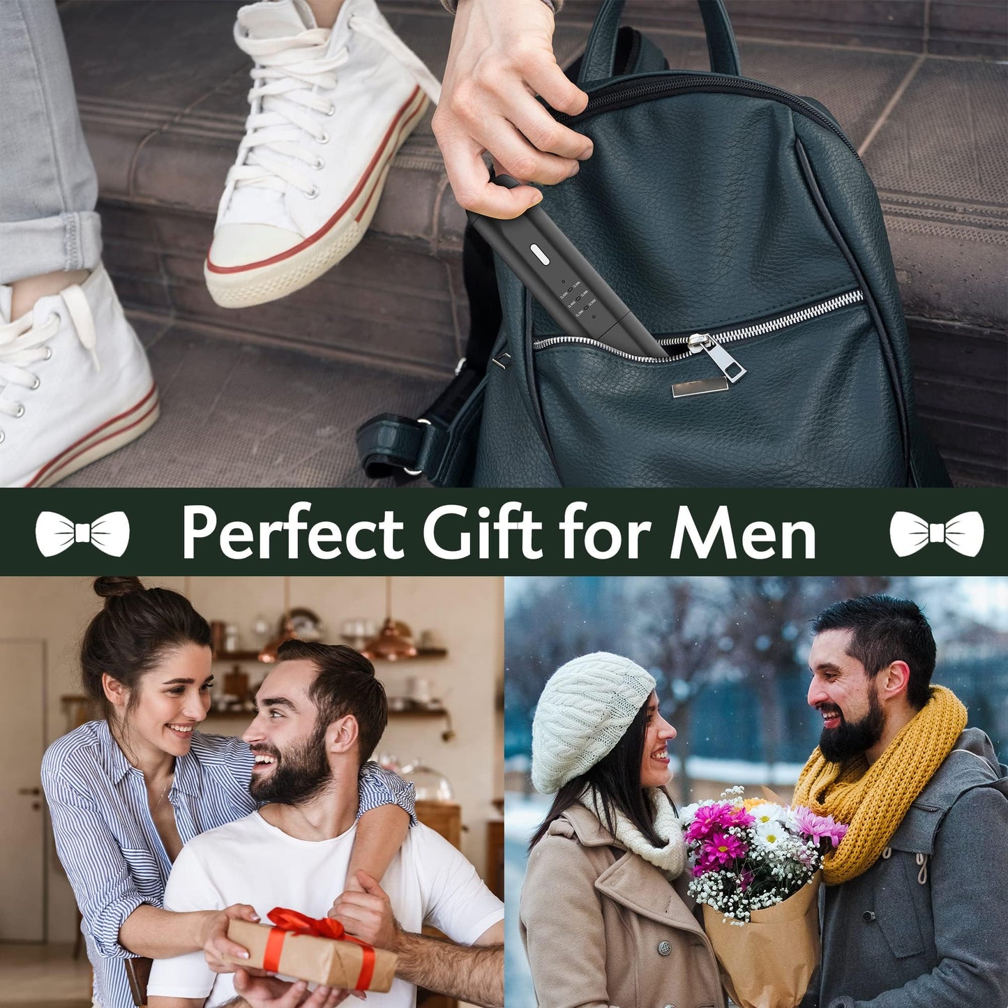 Beard Straightener for Men, REHOYO Cordless Heated Hair & Beard Brush with Anti-Scald & Ionic Technology, 3 Temperature Setting Beard Straightener Comb, Portable Straightening Brush, Fathers Day Gift