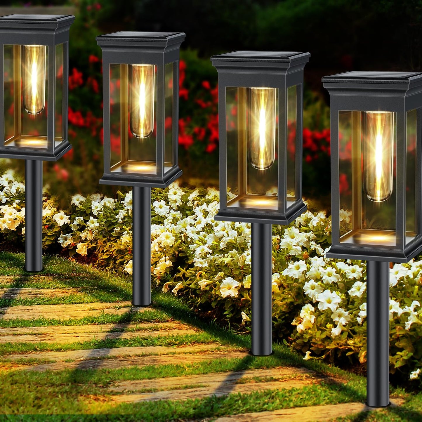 Solar Lights Outdoor 8 Pack, Bright Solar Pathway Lights Outdoor Waterproof for Outside, Auto On/Off Solar Garden Lights Landscape Decorative for Yard Patio Walkway Driveway Lighting, WarmWhite