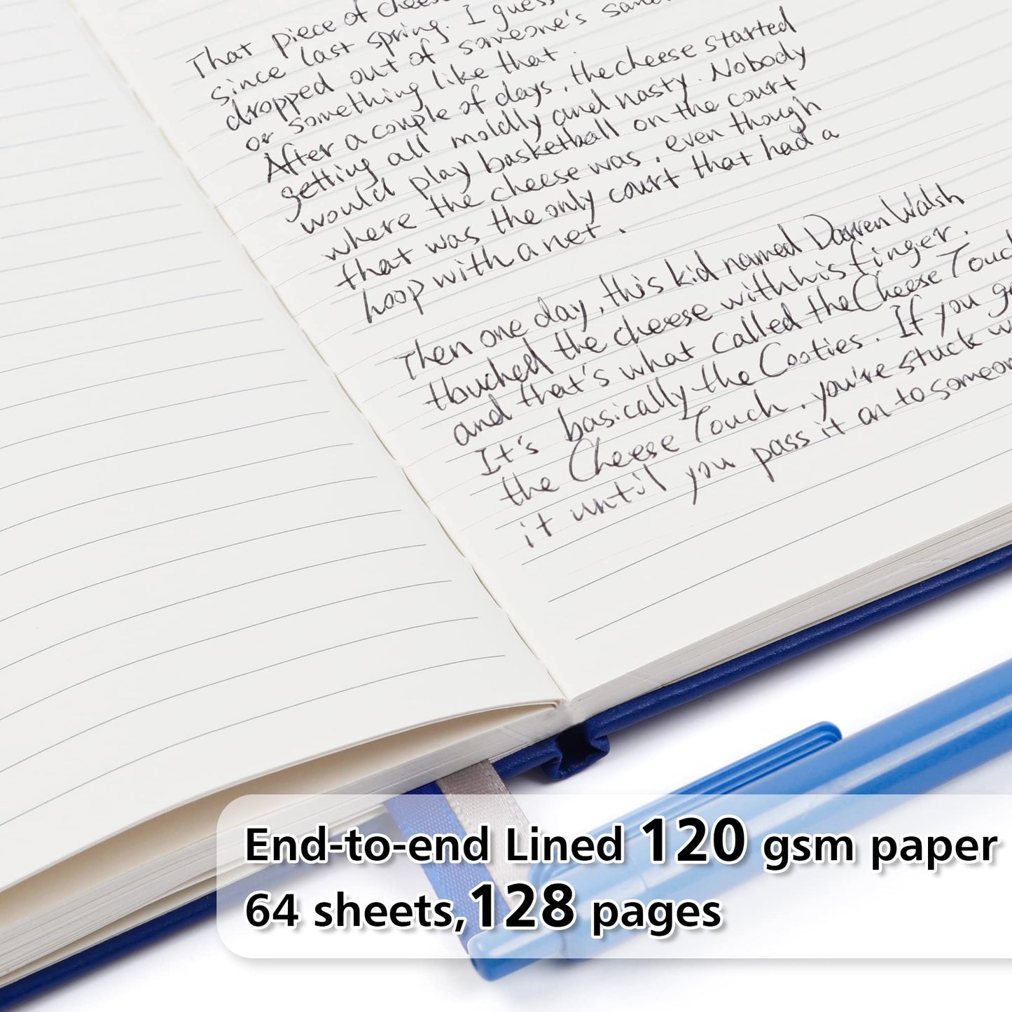feela 5 Pack Journal Notebook Bulk for School, Hardcover Business Notebooks Classic Ruled Lined Journals with Pen Holder for Work Note Taking, with 5 Black Pens, 120 GSM, 5.1”x8.3”, A5, Navy