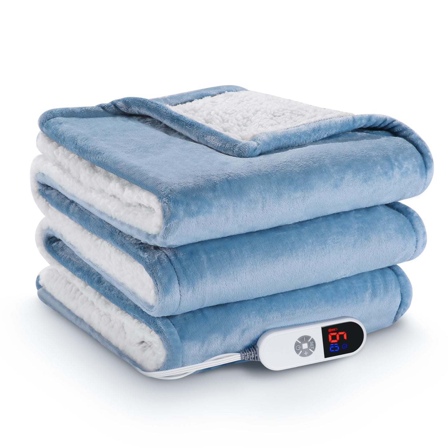 Heated Blanket Twin Size 62"x 84", Electric Heated Throw with 6 Heating Levels Fast Heating & Machine Washable, Full Body Warming with Auto-Off Overheating Protection 10H Timer for Home Use Blankets