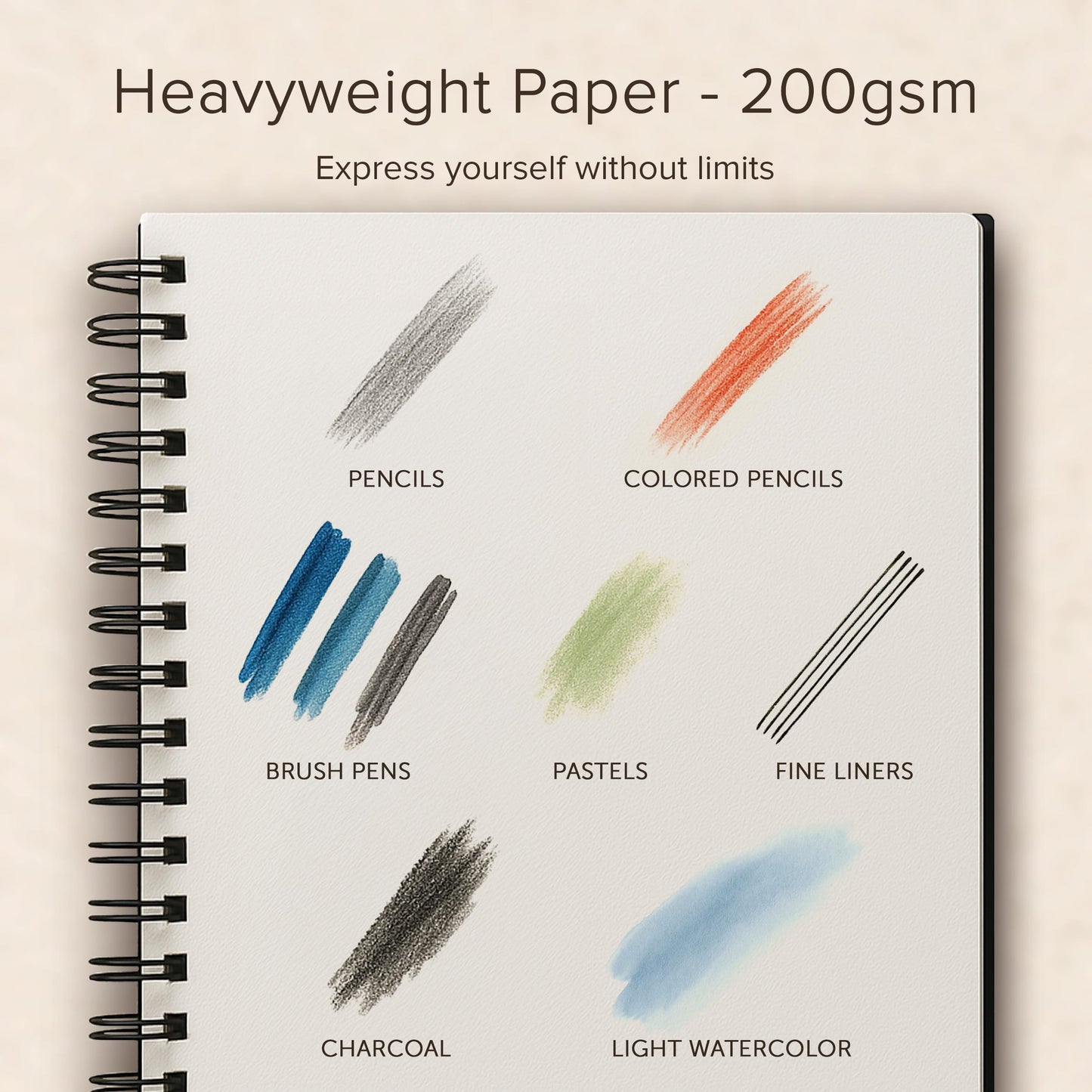 Artist’s Sketchbook Hardcover – 200GSM Very Thick Paper – Spiral Sketch Book for Drawing and Mixed Media – Sketch Pad, Art Book - 5.8 x 8.5, 40 Sheets / 80 Pages