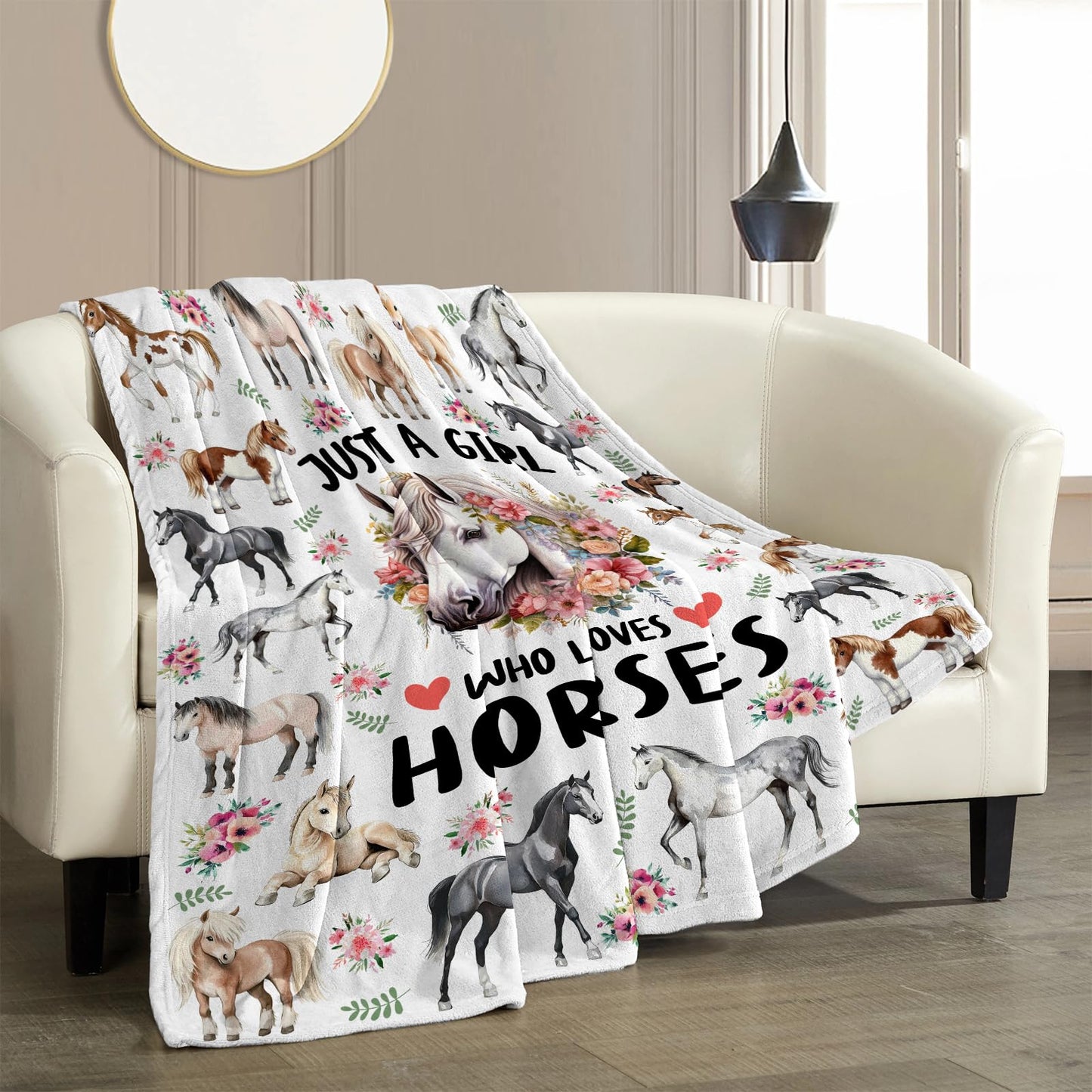 Horse Gift for Girl, Horses Blanket 50 x 60 inch, Just A Girl Who Loves Horses, Horse Gift for Horse Lover, Knight's Gifts