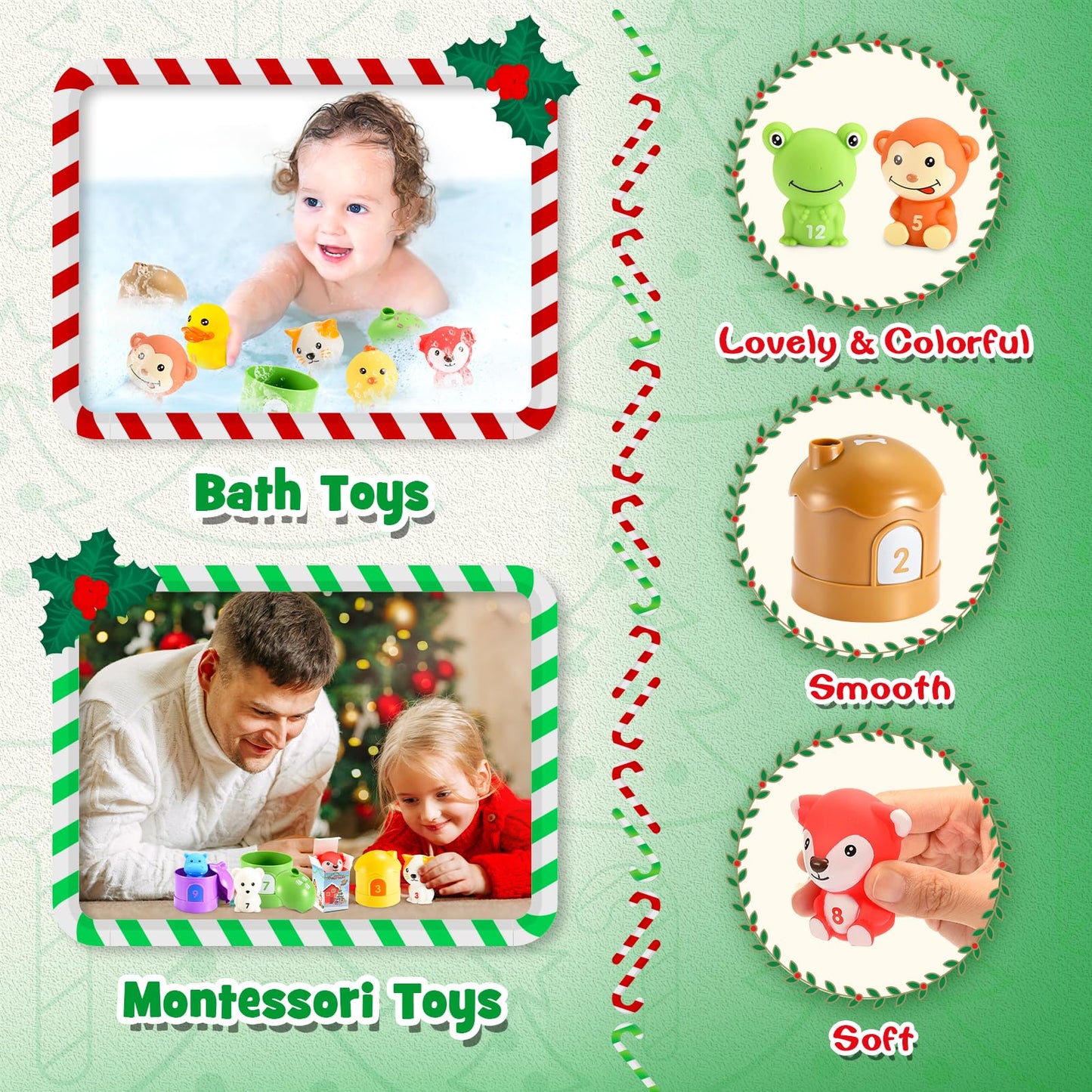 Advent Calendar 2025 Kids Age 1-3, Luckades Montessori Toys for 1-3 Year Old Vacation Advent Calendar Christmas 24 Days Countdown Gift for 1-3 Year Old Boys Educational Toys Farm Animals for Toddlers