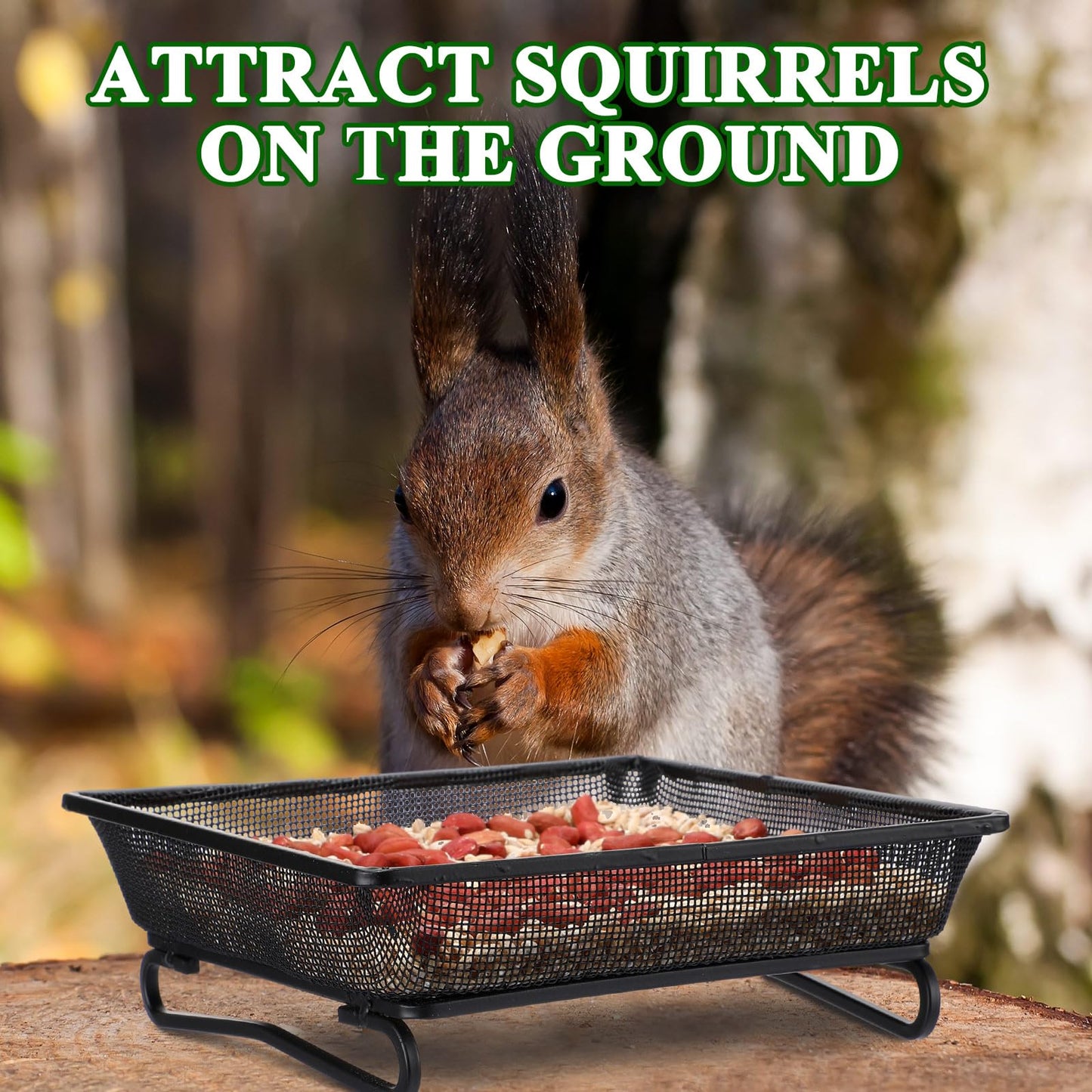 Nuogo 4 Pcs Platform Bird Feeder 7 Inches Ground Bird Feeder Tray for Outside Metal Squirrel Feeders Rust Resistant Mesh Seed Tray Garden Yard Decoration for Outdoor Wild Dove(Square)