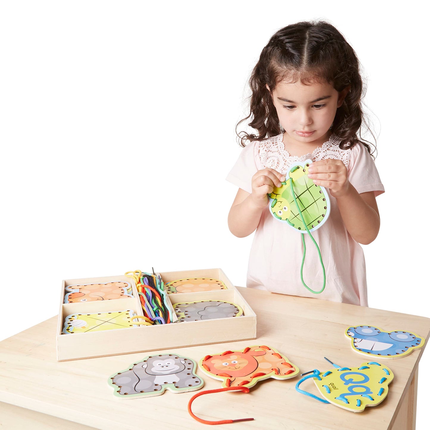 Melissa & Doug Alphabet Wooden Lacing Cards with Double-Sided Panels and Matching LacesFine Motor Skills Threading Cards, Sewing for Preschoolers and Kids Ages 3+