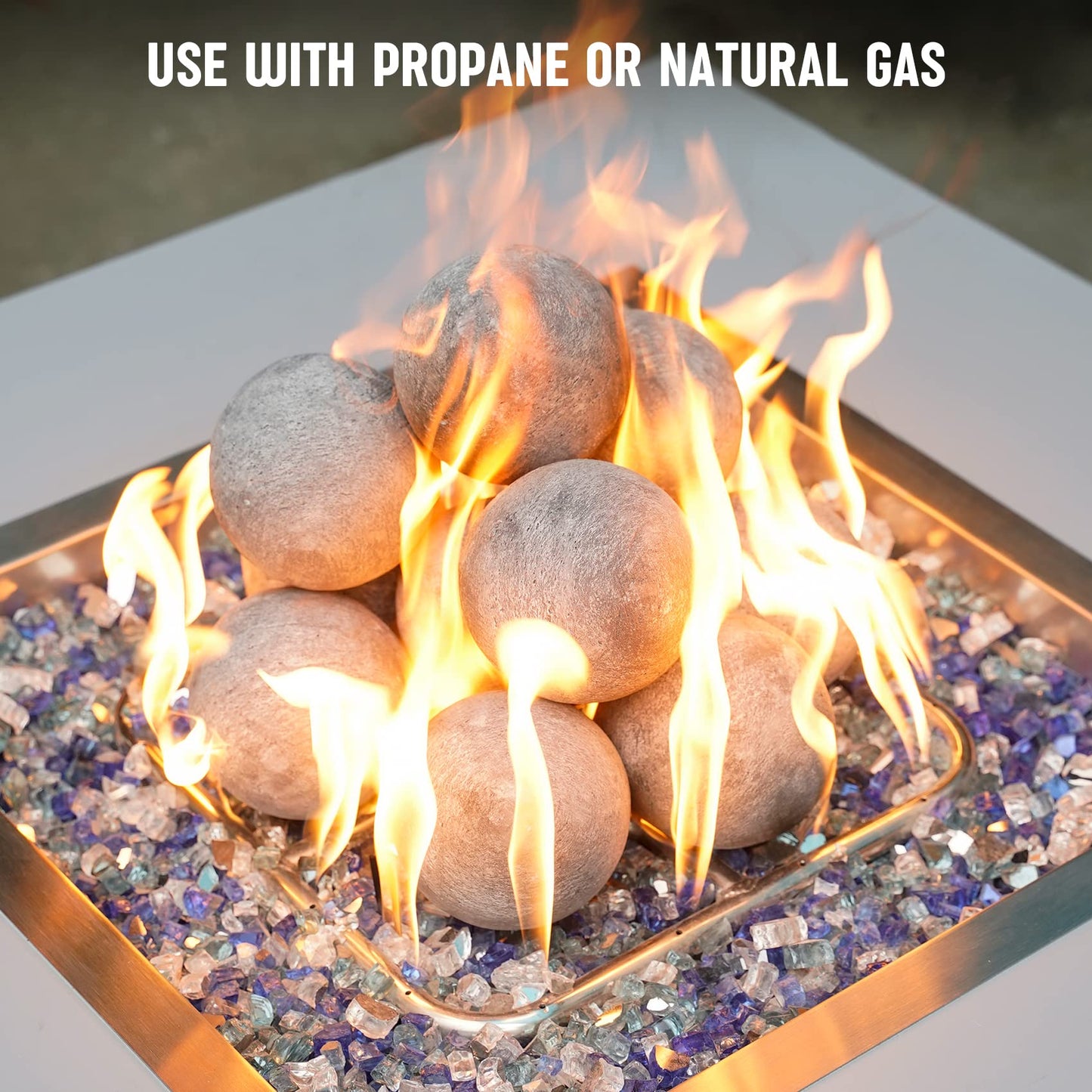 Stanbroil Ceramic Fire Balls - 4” Round Fire Stones for Fire Pit Fire Bowl and Fireplace - Set of 12, Gray