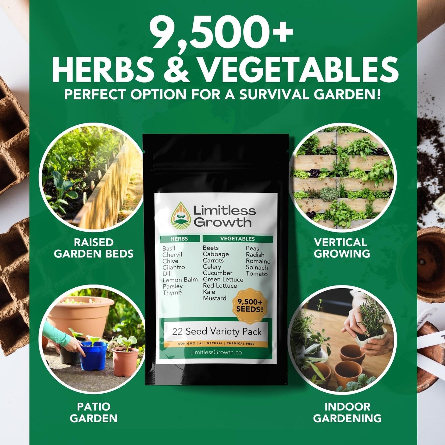 22 Vegetable & Herb Seed Pack | 10,000+ Seeds | Grown in West Coast Canada | Easy to Grow Varieties | for Canadian Climates | Container, Raised Beds, and More | Large Enough for Survival Gardens