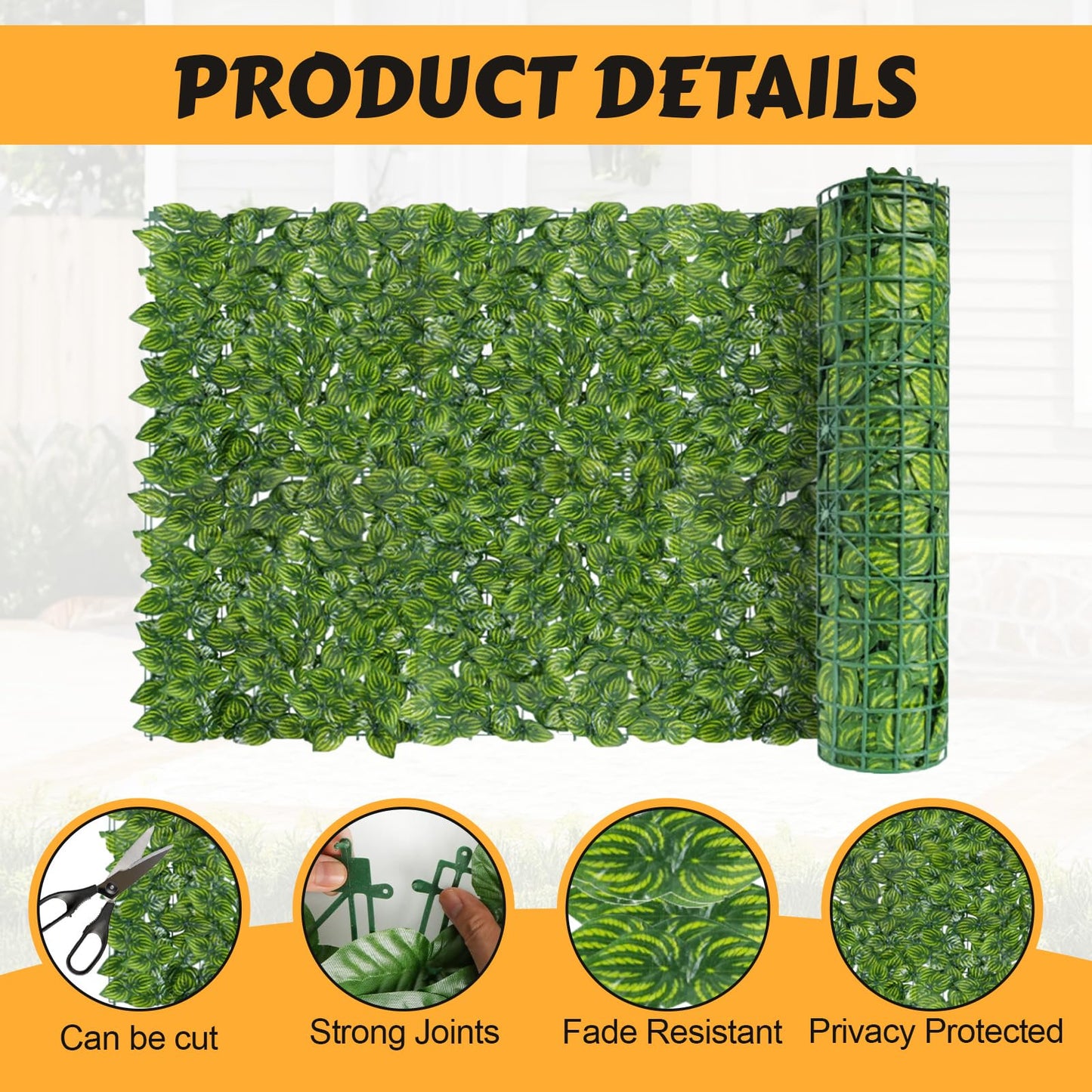 Artificial Ivy Privacy Fence Screen 118x3in,Anti-Ultraviolet Outdoor Privacy Screen,Suitable for Faux Grass Decor and Outdoor Garden Fences,Grass Wall for Indoor Home Furnishing 1x3m