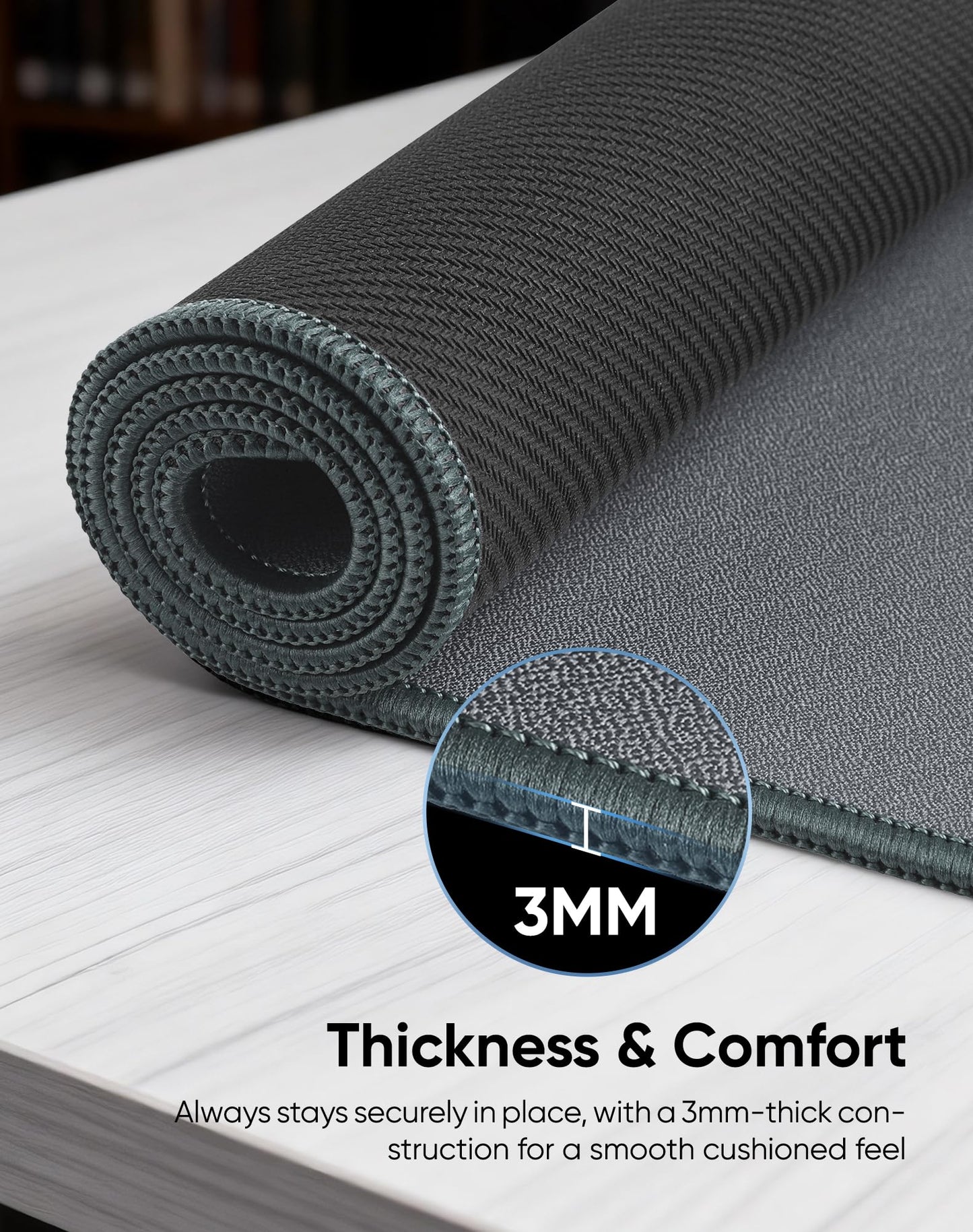 Reniteco Waterproof Large Gaming Mouse Pad with Durable Stitched Edges, Non-Slip Rubber Base, Grainy Jacquard Mouse Mat Desk Pad for Home Office Gaming, 30cm x70cm x0.3cm, Matte Gray