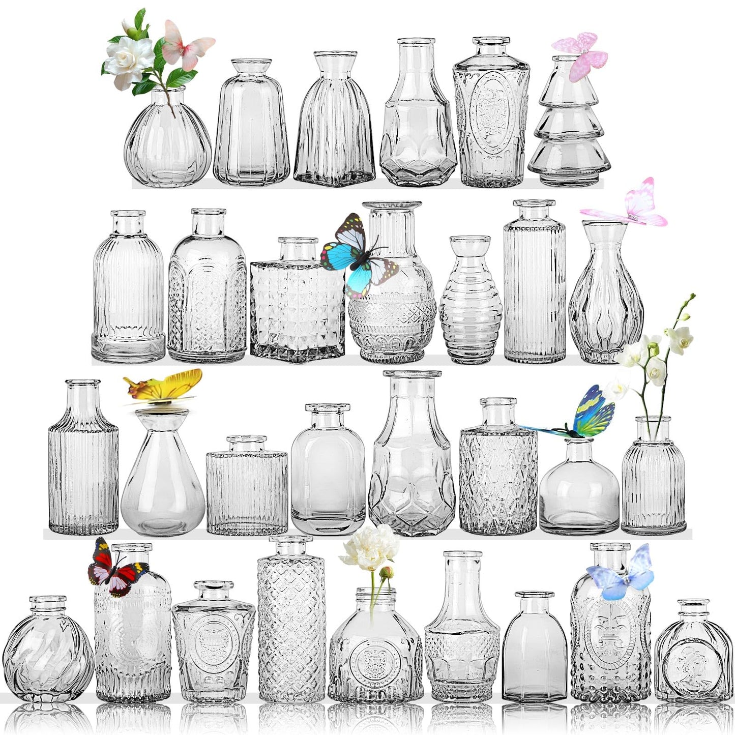 30 Pcs Mini Bud Vases As Wedding Centerpieces for Tables,Clear Bud Vases for Flowers,Small Flower Vases Suitable for Birthday Party,Anniversary,Wedding Reception,Baby Shower
