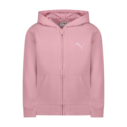 PUMA Girls' Core Logo Zip Up Hoodie, Pale Pink, Medium