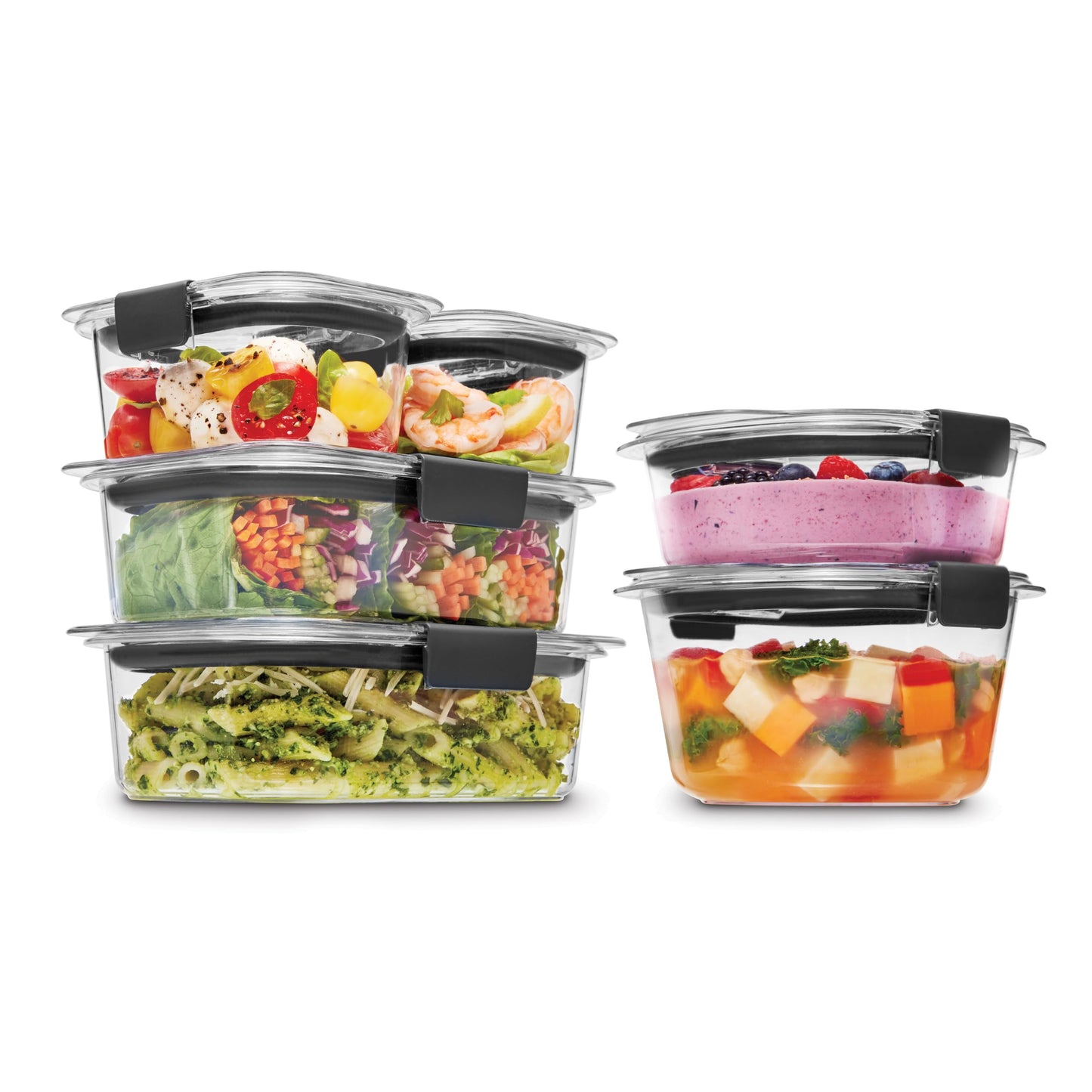Rubbermaid Brilliance Round and Rectangular Leak Proof Food Storage Containers, 12 Piece Set