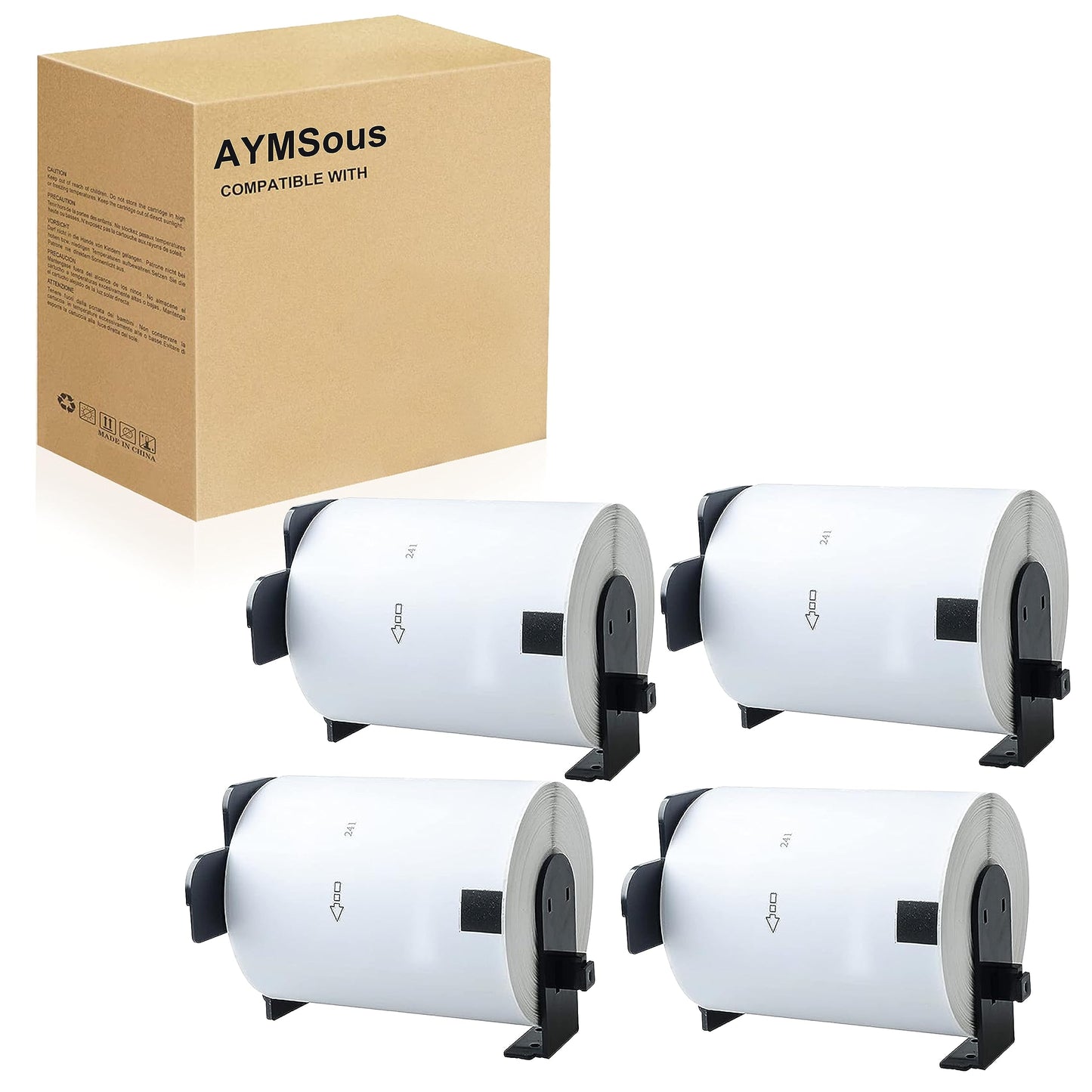 AYMSous 4 Pack DK-1241 DK1241 Die-Cut Wide Shipping Address Label (4" x 6" / 102mm x 152mm) with 2 Reusable Cartridges Paper Replacement for Brother DK-1241 for QL-1050 QL1060N QL1100 QL1110NWB