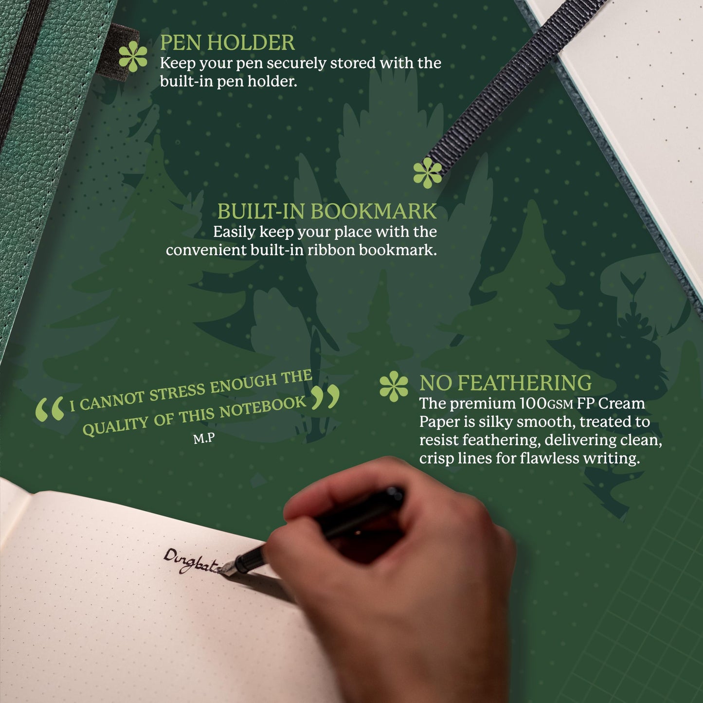 Wildlife A4 Lined Notebook - Extra Large Hardcover PU Leather Journal - for Work, Travel - Pocket, Elastic Closure, Pen Holder, Bookmark