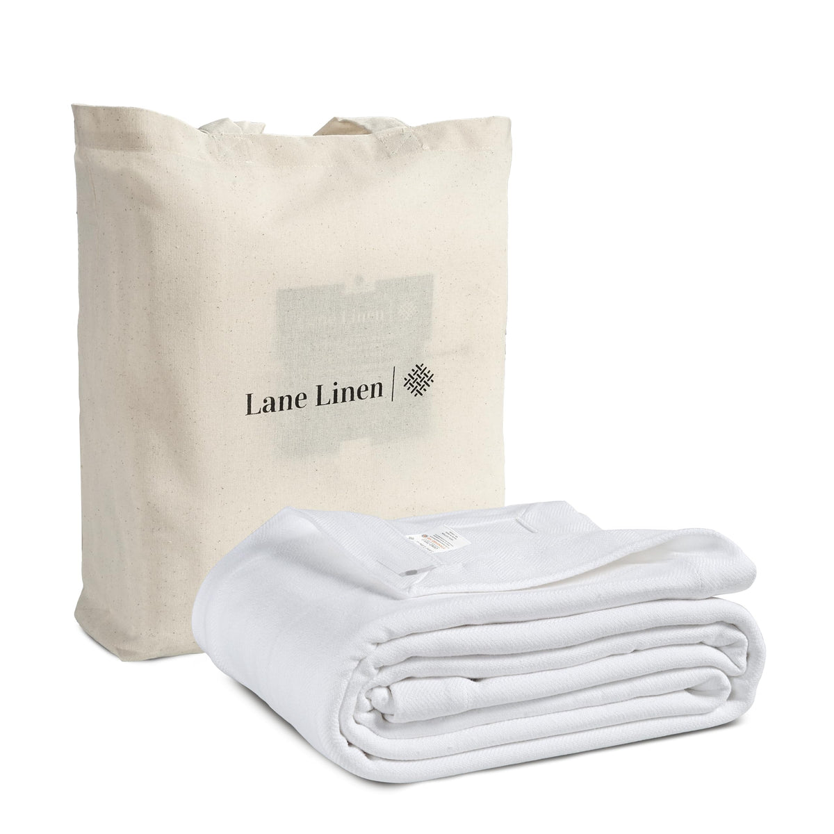 Lane Linen Queen Size Blanket – All-Season 100% Cotton, Soft & Cozy Woven Texture, Lightweight & Breathable Bed Blanket, Durable Thermal Layering Blanket, 90"x90" – White
