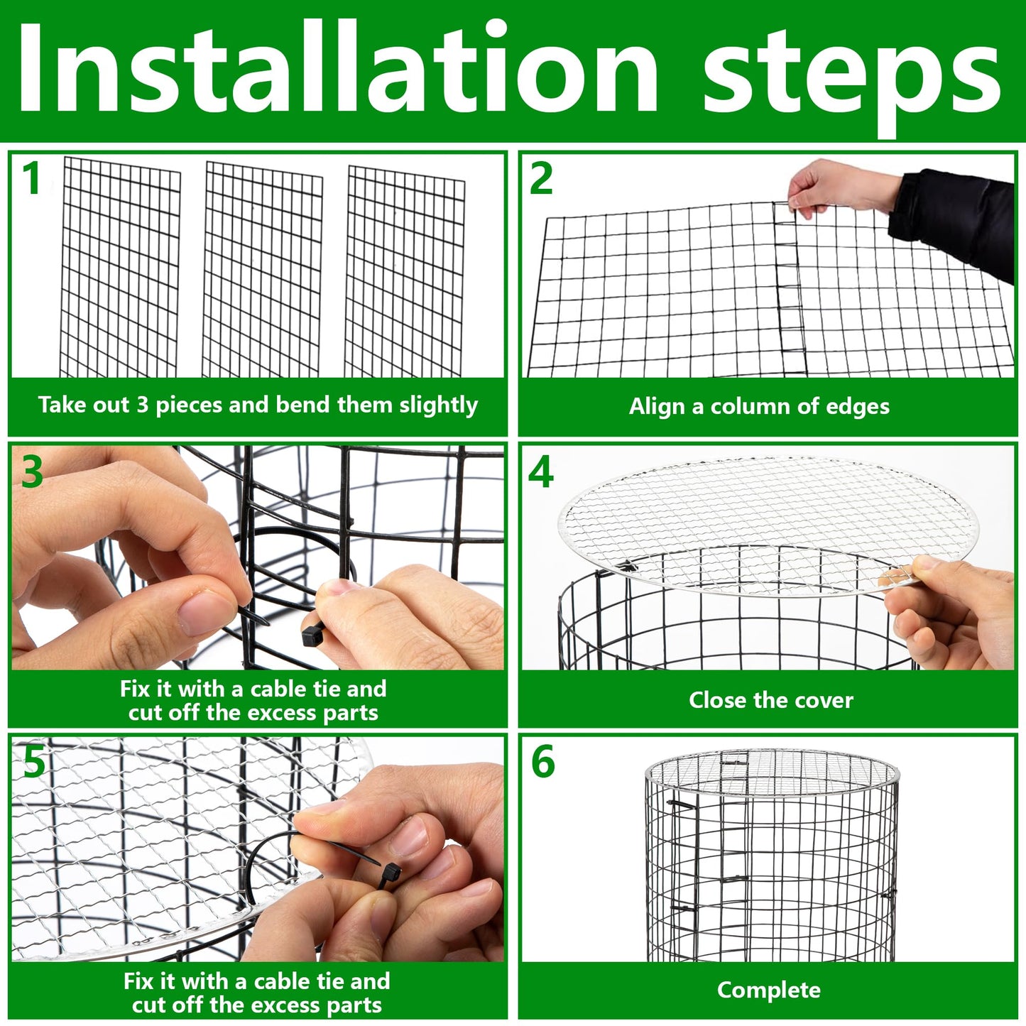 Adnee 8 Pack Wire Plant Protector with Cover-12" x 11" Detachable Plant Protector Metal Plant Cages-Garden Plant Cages for Flower Vegetable to Keep Animals Out
