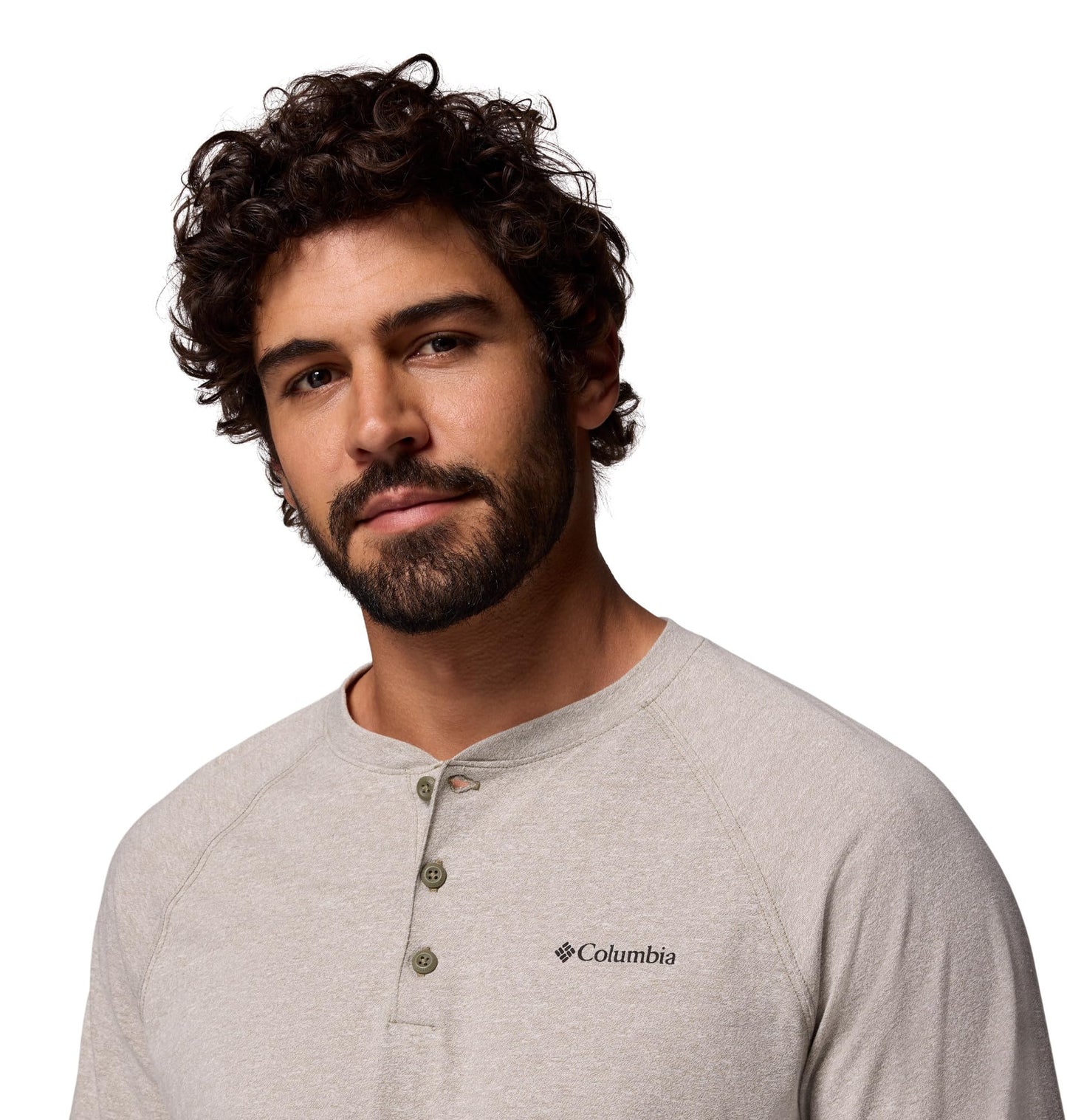 Columbia Mens Thistletown Hills Raglan Henley, Stone Green Heather, X-Large