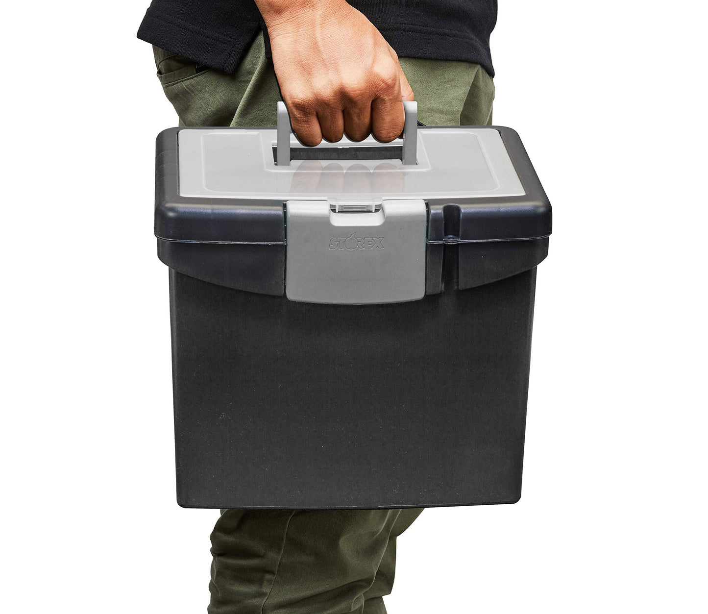 Storex File Storage Box Translucent Storage Lid, Black
