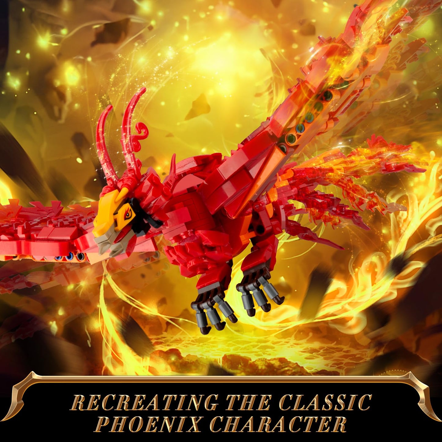 Vziimo Harry Phoenix Building Set, Bird Animals Set Wings Adjustable Building Kit, Collectible Harry Model Toys Gifts for Adults Kids Fans 12+ (938 PCS)