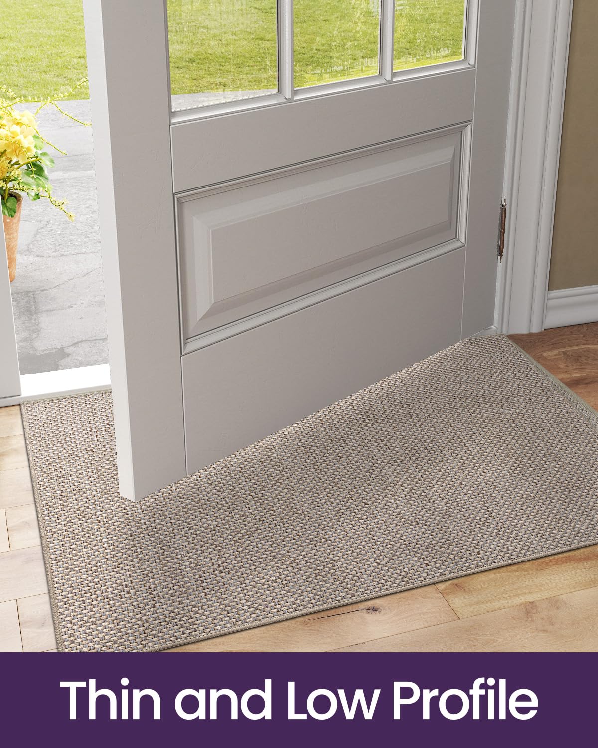 DEXI Front Door Mat Indoor, 36x56 Dirt Trapper Absorbent, Low Profile Non Slip Entrance Rug, Easy Clean Washable Inside Doormat for Entryway, Living Room, Laundry Room, Beige