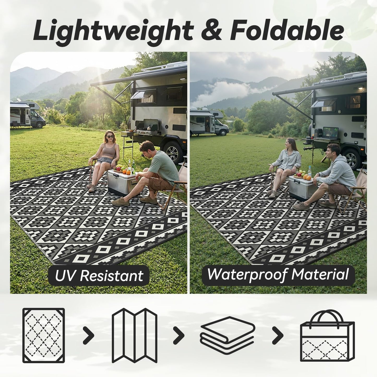 Outdoor Rug-Patio Rug 5X8 Outdoor Carpet Waterproof Reversible Outdoor Rugs Portable RV Mat Plastic Straw Mat for Patio Balcony RV Camping Backyard Picnic