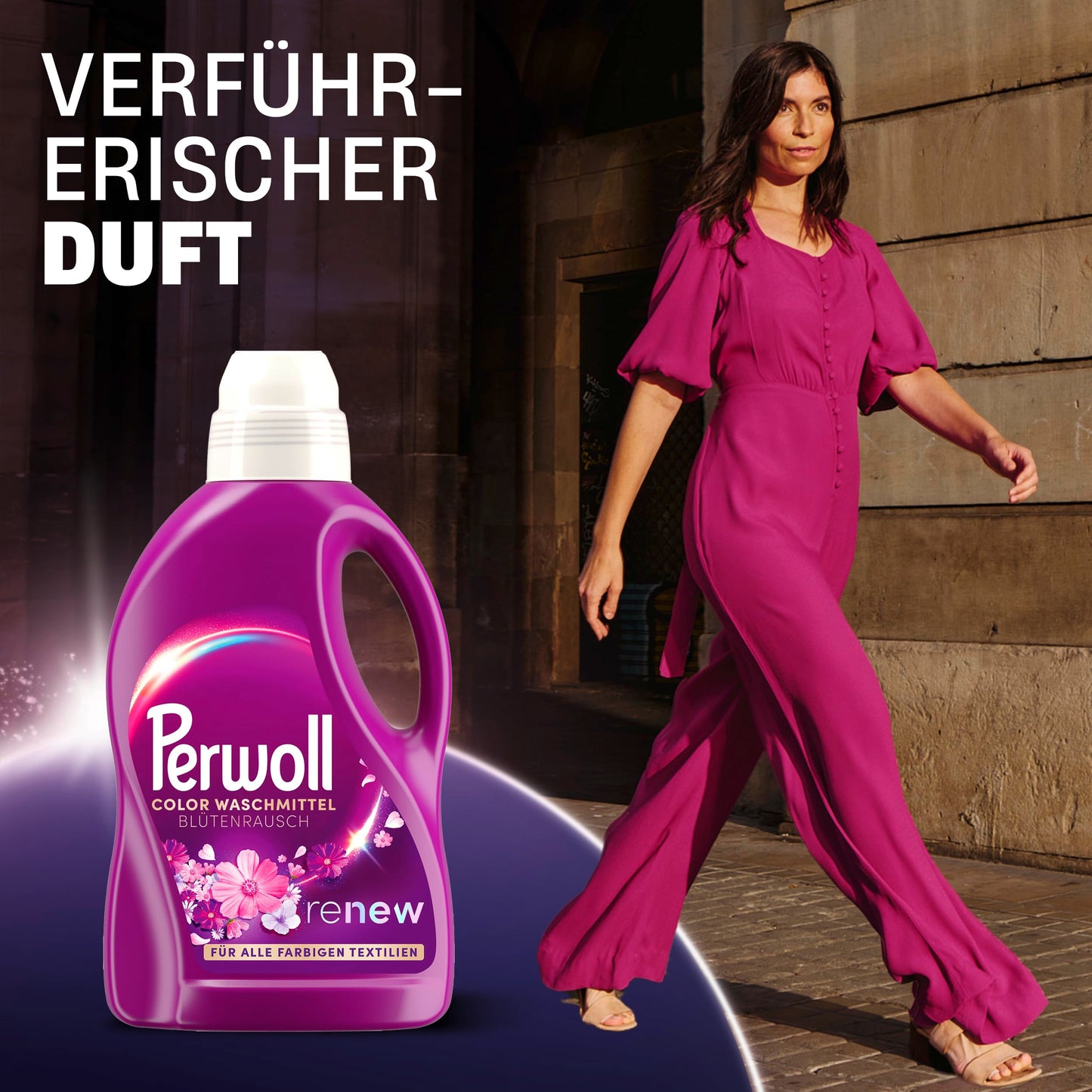 Perwoll Liquid Detergent Renew Flower Frenzy (1 x 1350 ml), Color & Whites, Floral Scent, Gentle Cleaning, 90% Nature-Based Ingredients, 50% Recycled Plastic Bottle