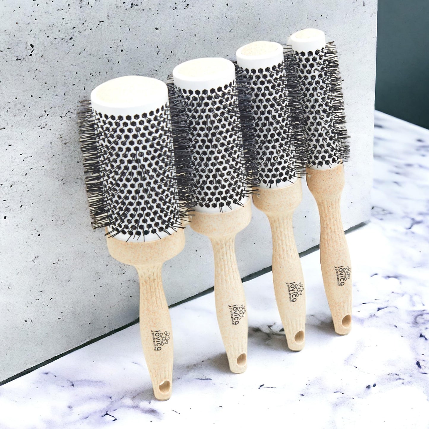 Professional Round Brush for Blow Drying - Ceramic Barrel Ion Tech Styling Brush for Women Small and Lightweight Round Hair Brush (Bundle Set of 4)