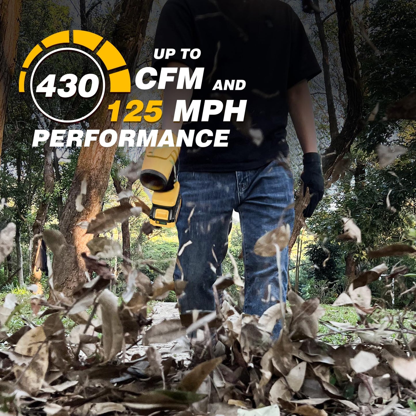 Cordless Leaf Blower Compatible with DEWALT 20V Max Battery, 125-MPH 430-CFM Handheld Electric Dust Blower, Battery Powered Leaf Blowers for Keyboards Patio Rain Snow Removal (Battery Included)
