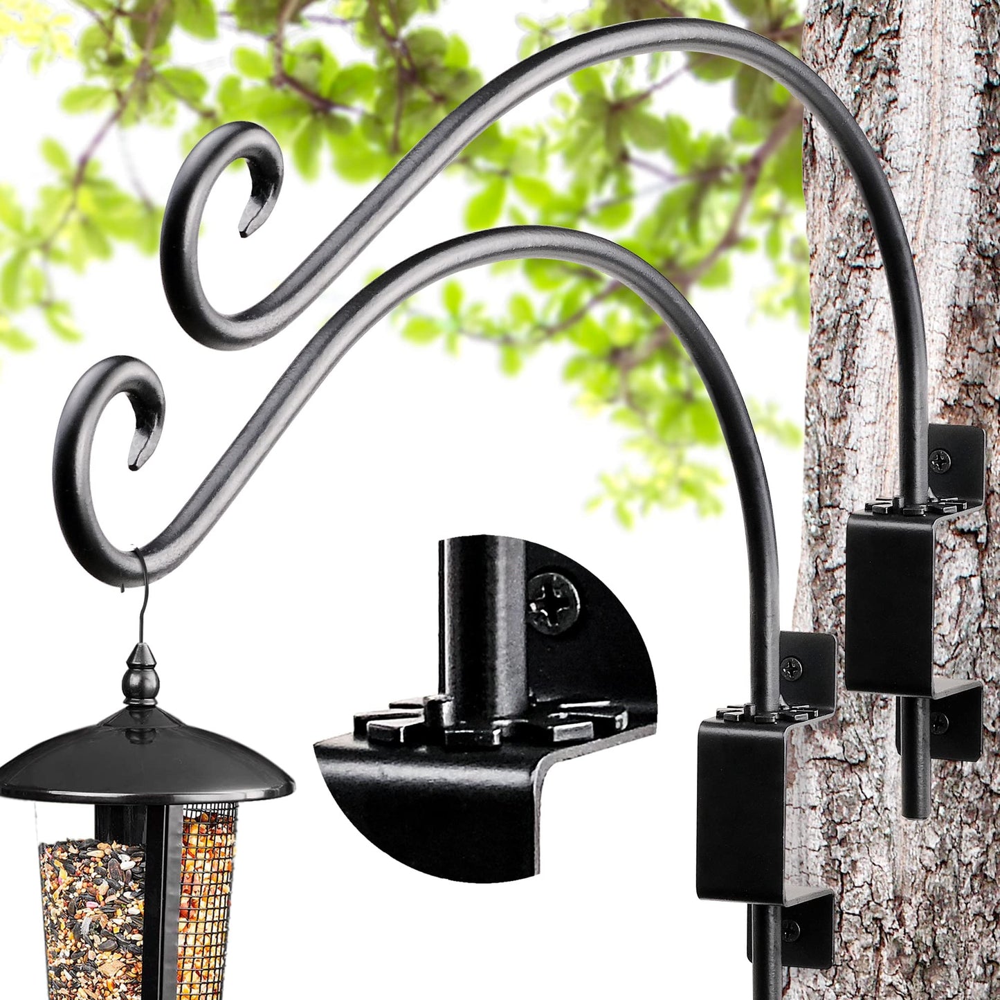 AJART Bird Feeder Hangers Outdoor: 16"-2PCs Swivel Hanging Plant Bracket for Wall Mount - Swivel Plant Hook for Flower Basket