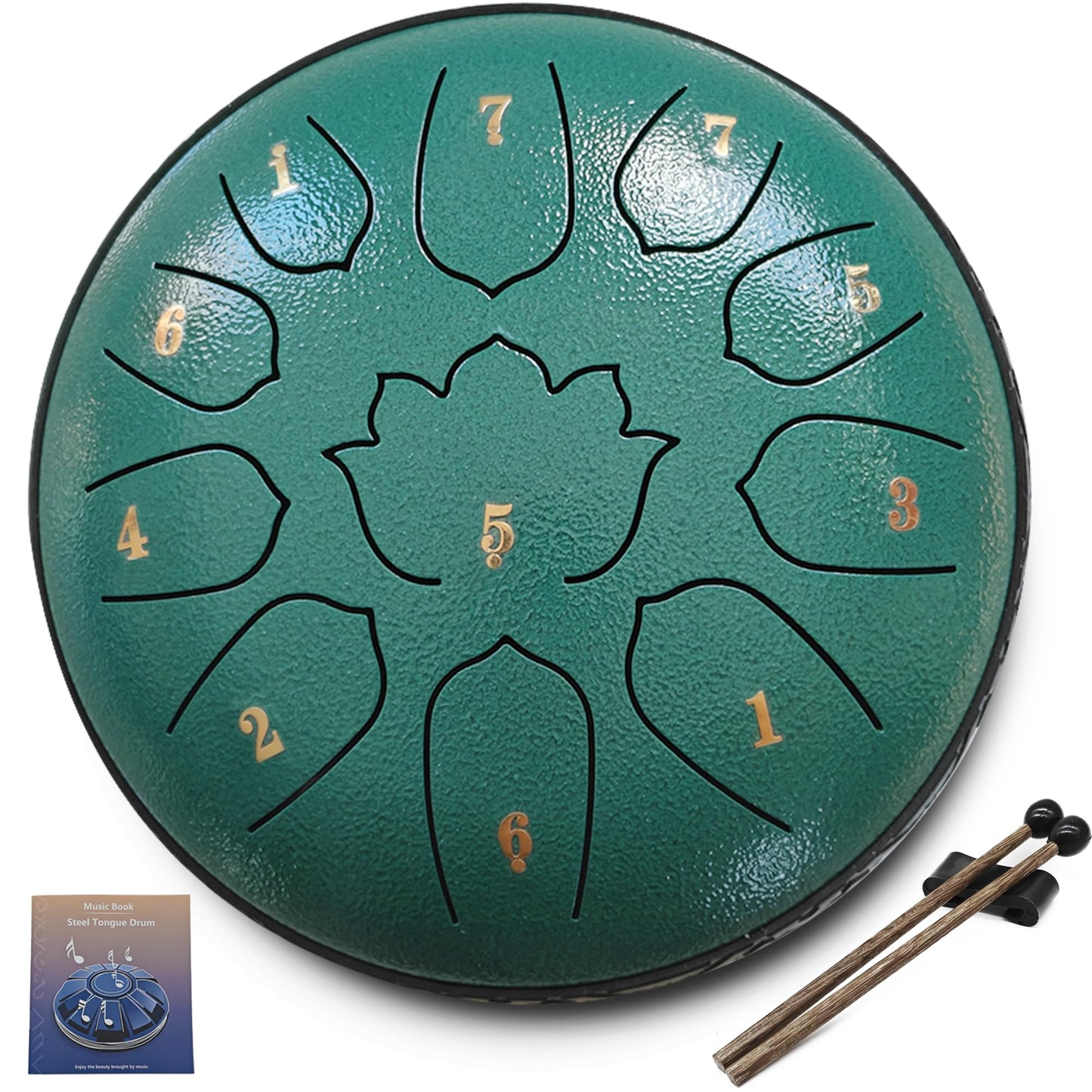Steel Tongue Drum 11 Notes 6 Inches, Rain Drum for Outside with Bag, Music Book, Mallets, Finger Picks, Stickers – Meditation & Yoga Steel Drum