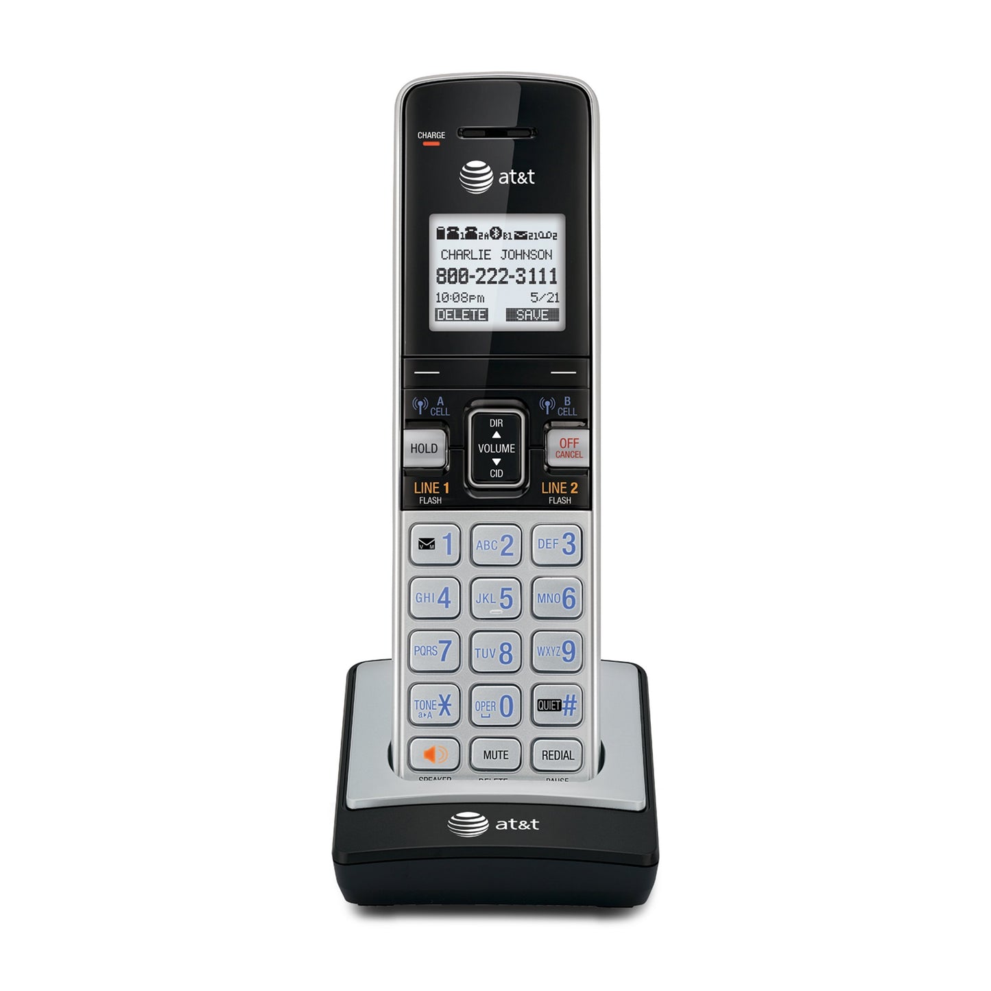 AT&T TL86003 Accessory Handset with Caller ID/Call Waiting,Black and Silver