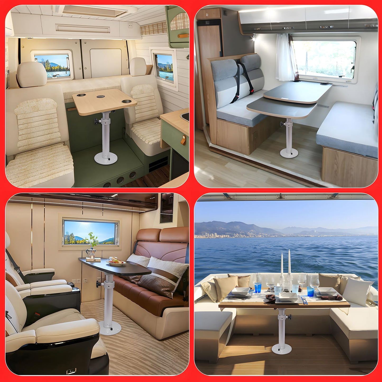 ASDJAKZP Table Pedestal Stand, Adjustable Table Pedestal Marine，Detachable Adjustable Aluminum Alloy RV Table Base Stand Leg Base Mount Frame 18-27.5inch 360° Rotatable