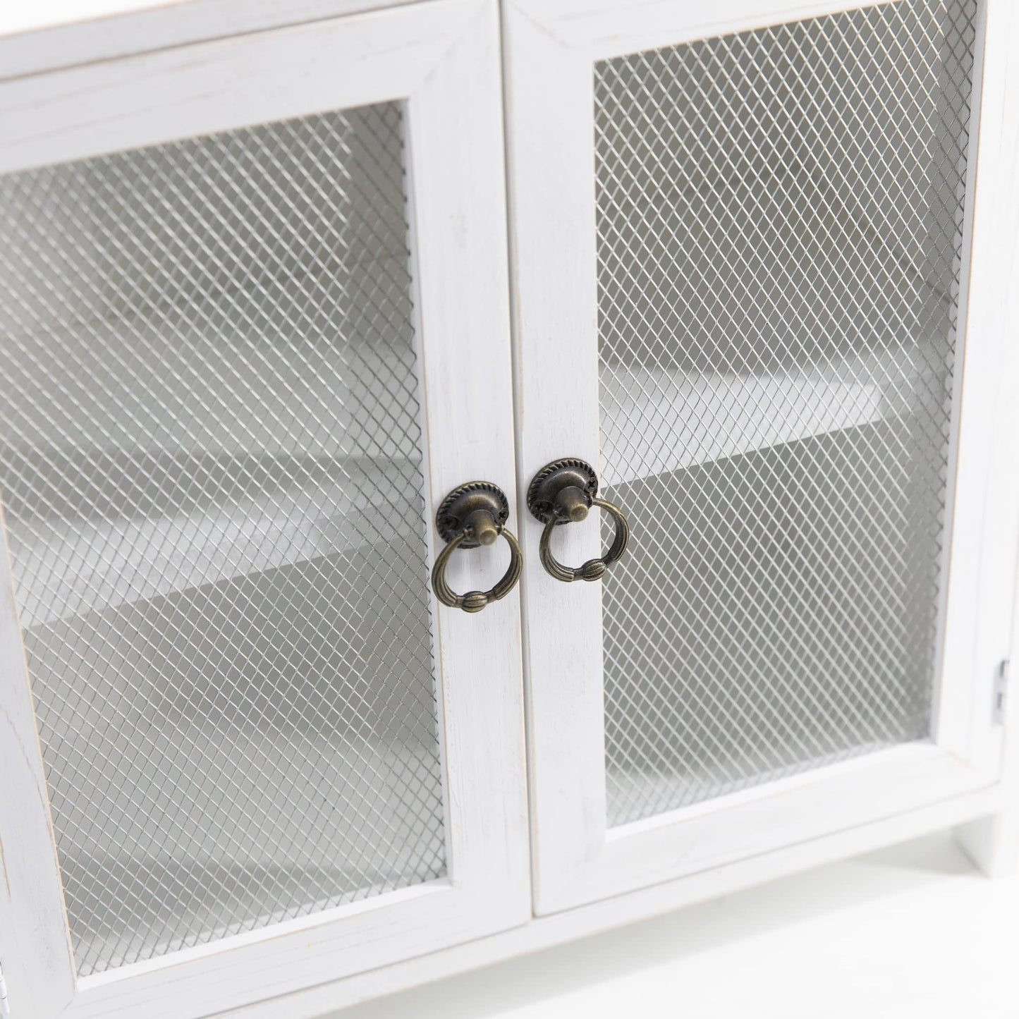 COLLECTIVE HOME - 2 Tiered Storage Cabinet, Countertop Cabinet, Wood Organizer for Kitchen Living Room Bedroom Bathroom Office with Magnetic Door, 15.75 x 14.5 x 6.5, White, 02