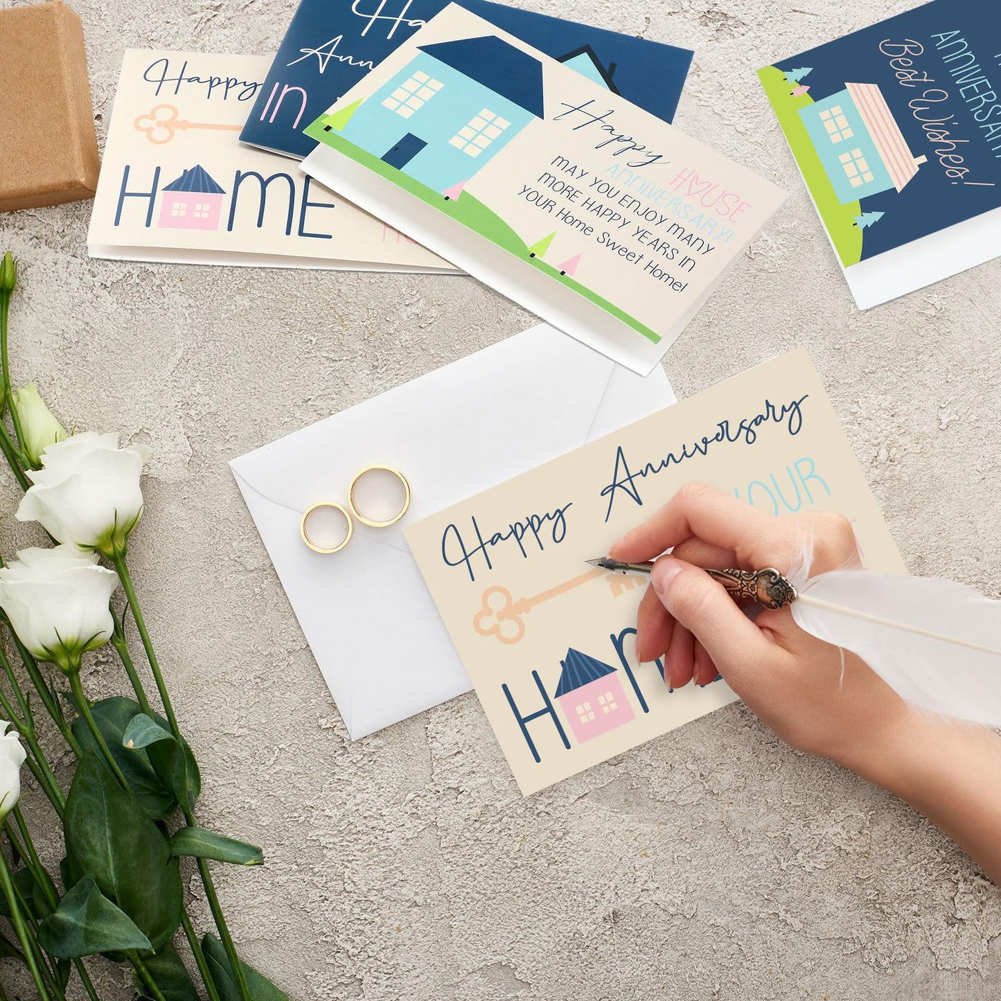 Motiskyy 48 Pcs Happy Home Anniversary Cards with Envelopes Bulk Blank Welcome House Cards Real Estate Thank You Notes Housewarming Gifts for Clients Neighbors, 4 x 6 in(Pastel)