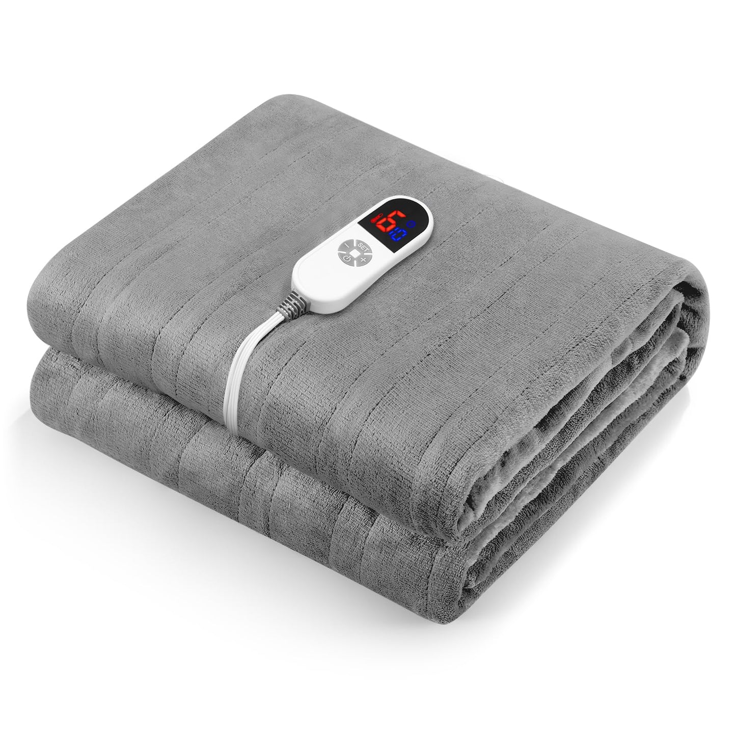 Electric Heated Blanket Twin Size 62"x84" - 1-10 Hour Timer, 6 Heat Settings, Machine Washable, Overheat Protection, Fast Heating Flannel Blanket for Home, Bed & Couch Use