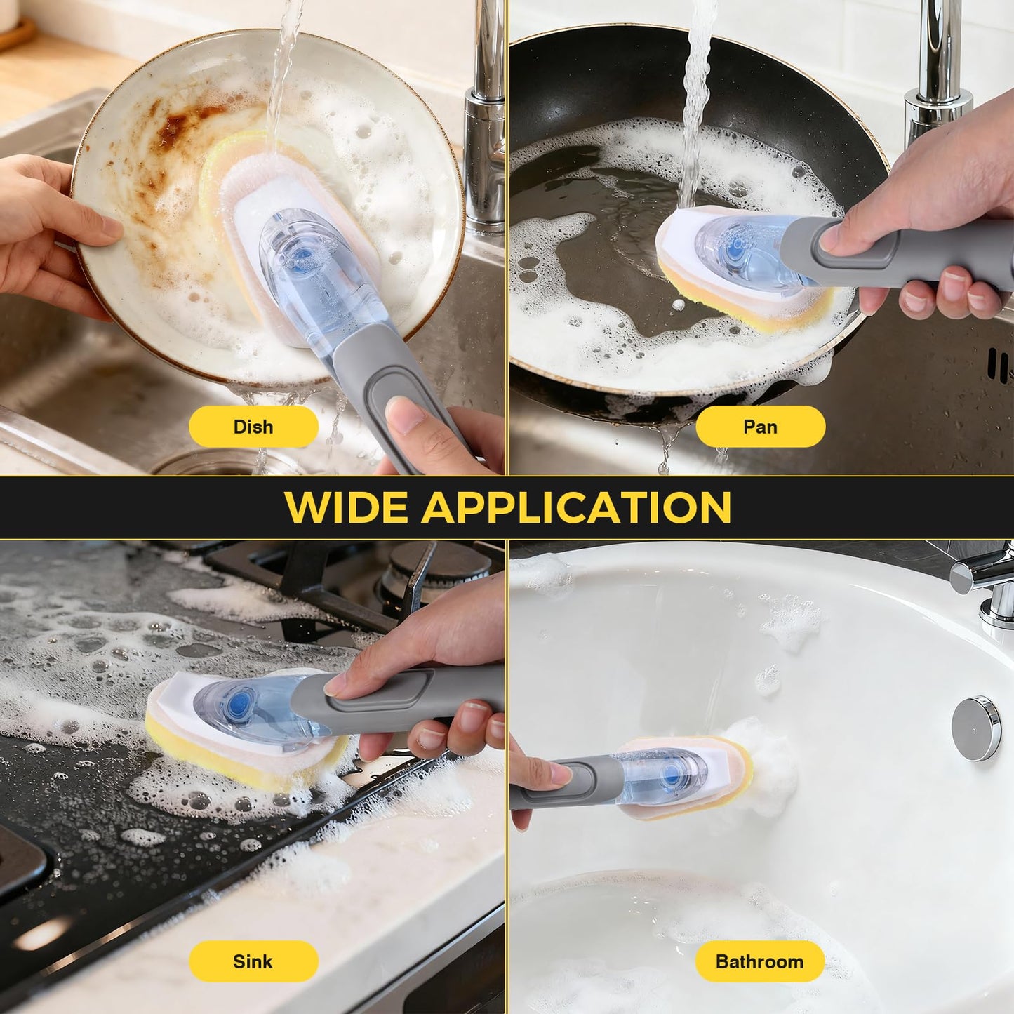20 Packs Dish Wand Sponge Refills for Scrub Daddy Dish Daddy, Scrub Brush Replacement Heads, Dish Brush Replacement Head for Kitchen Cleaning, Yellow (Only Sponge Heads)