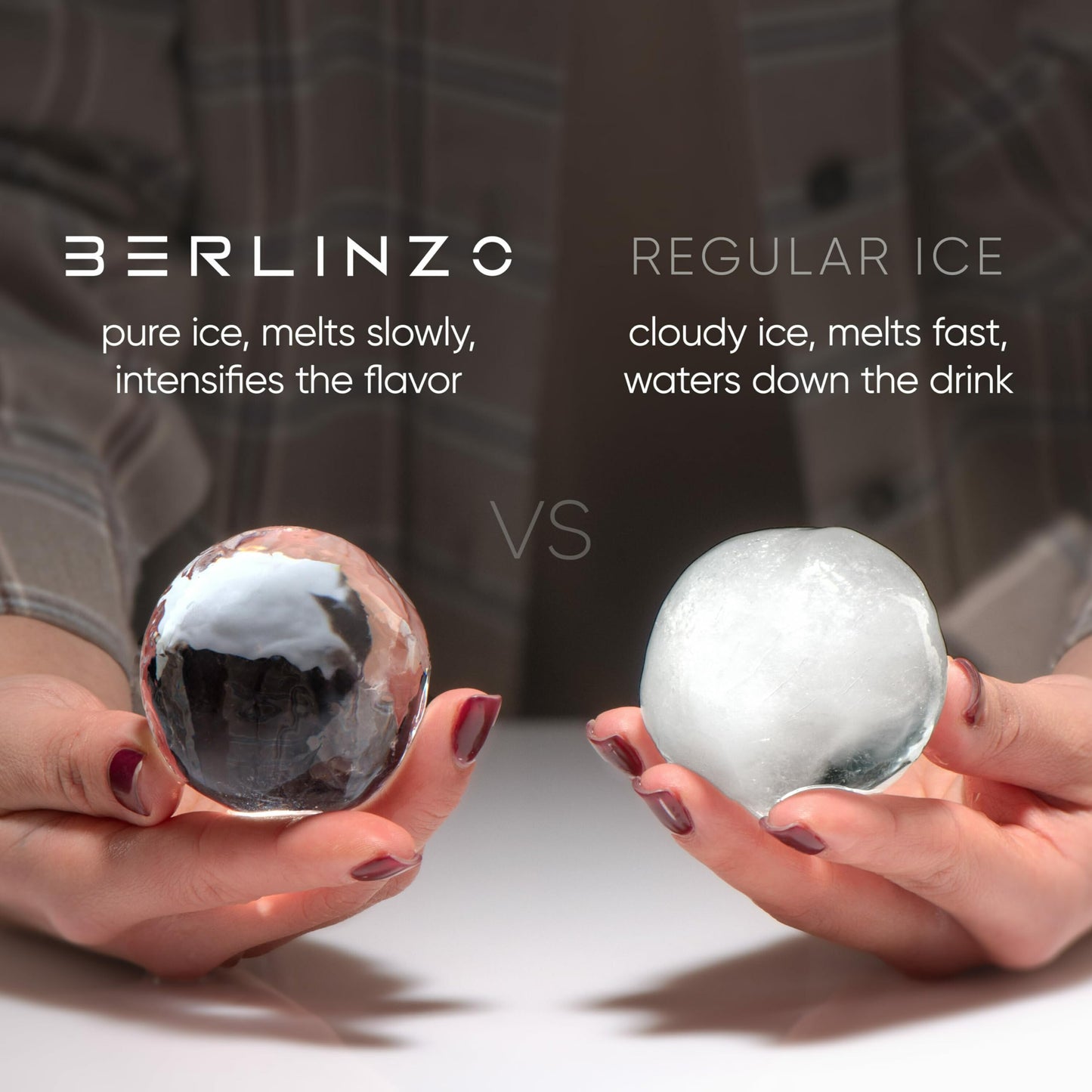 Berlinzo Premium Clear Ice Ball Maker Mold - 2 Large 2.4" Crystal Clear Ice Round Balls for Whiskey, Cocktails & Bourbon, Easy-to-Remove Ice Sphere Mold - Storage Bag Included - Black (Non-Electric)