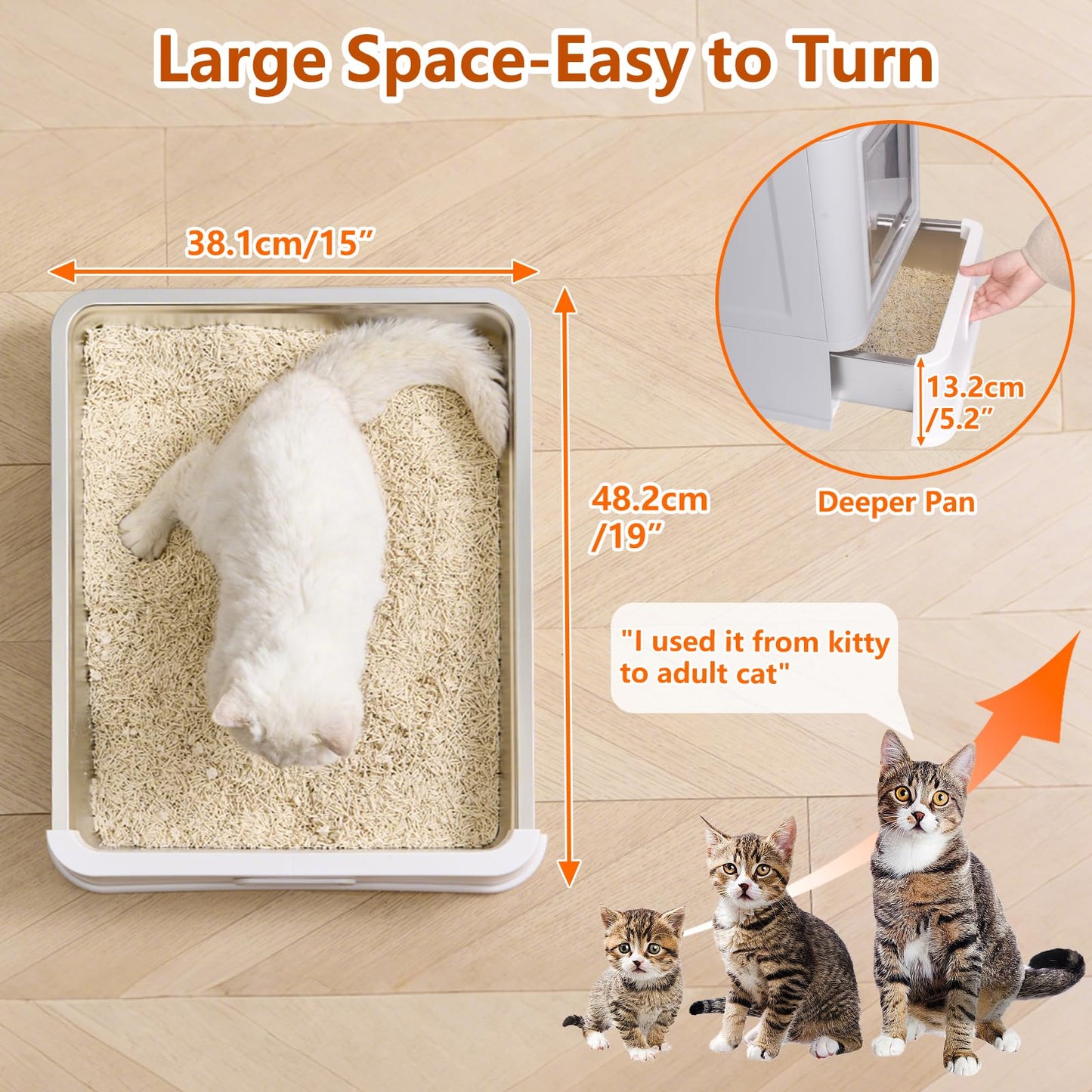 GOYJOY Enclosed Stainless Steel Cat Litter Boxes,Large Foldable Litter Box with Lid,Hooded Covered Stainless Steel Cat Litter Box,Easy Cleaning,No Urine Leakage,Deeper Pan,with Litter Mat